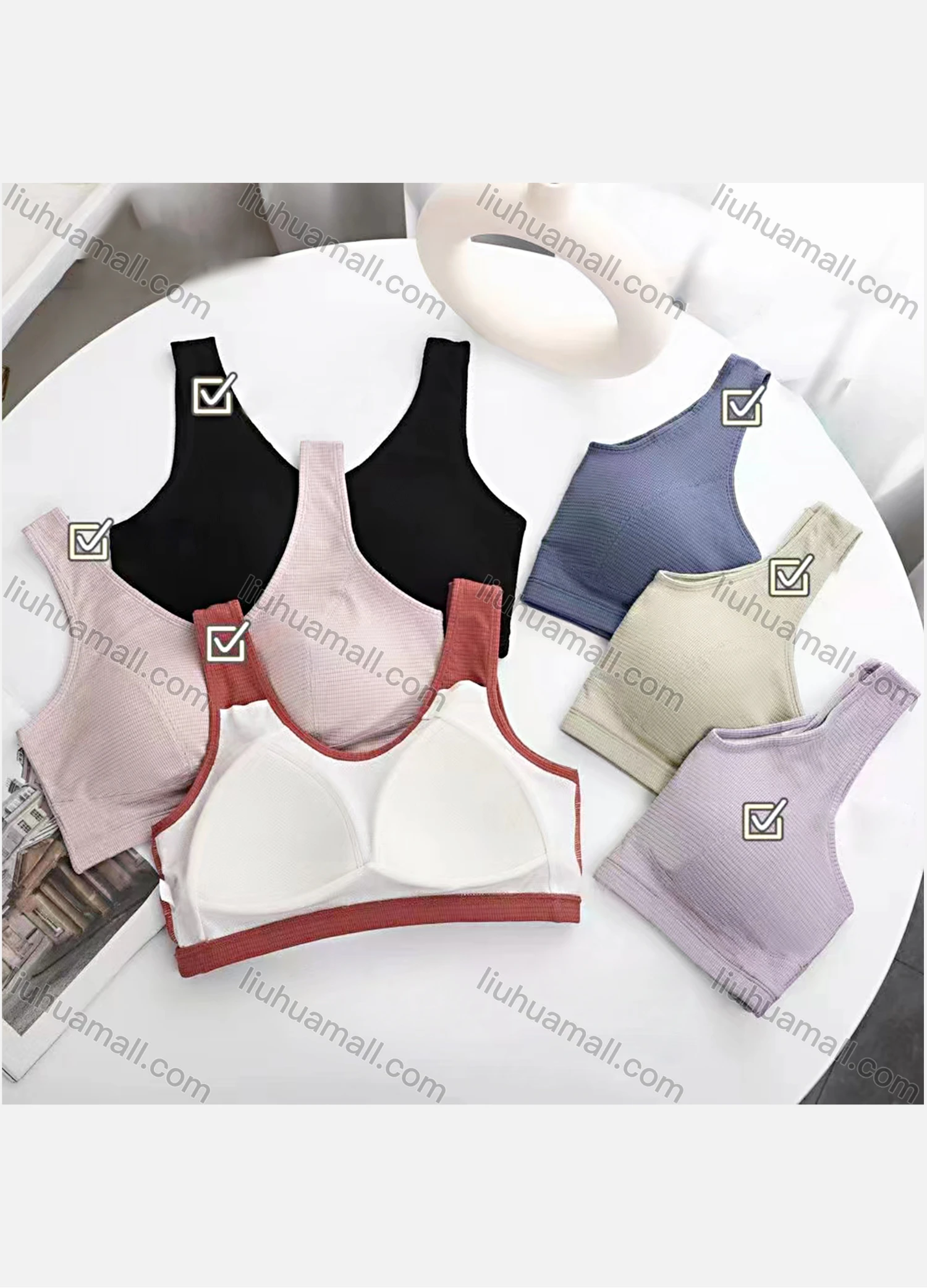 Wholesale Women's Comfy Texture Pull-on Bra With Removable Cheast Pad - Liuhuamall