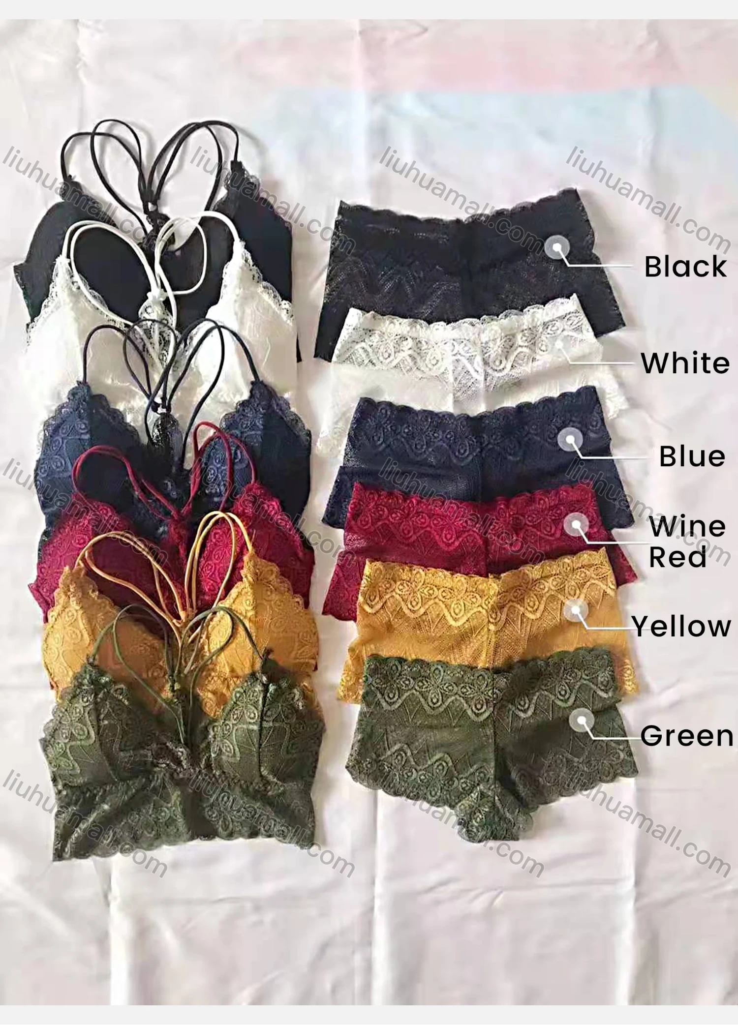 Wholesale Women's Embroidered Guipure Lace Bra & Brief 2 Pieces Sets - Liuhuamall