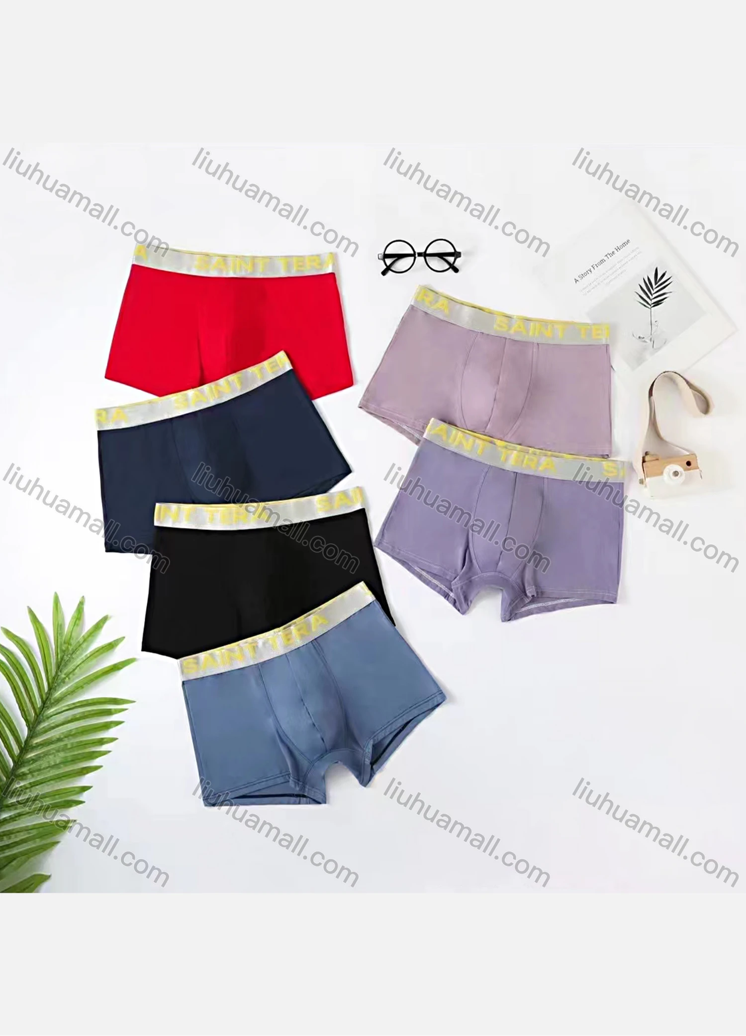 Wholesale Men's Comfy Letter Trim Waistband Stretchy Boxer Briefs - Liuhuamall