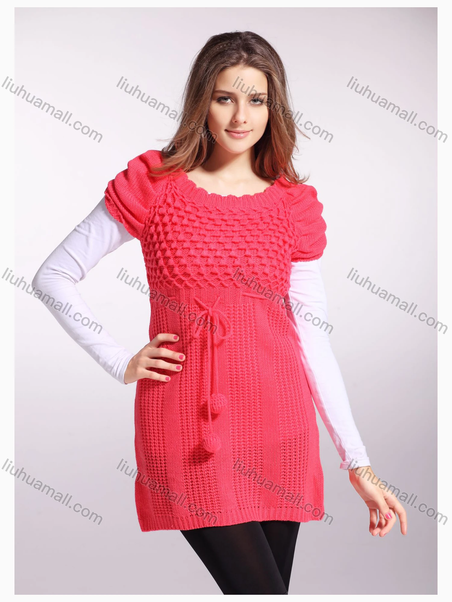 Wholesale Women's Plain Short Sleeve Pullover Sweater - Liuhuamall