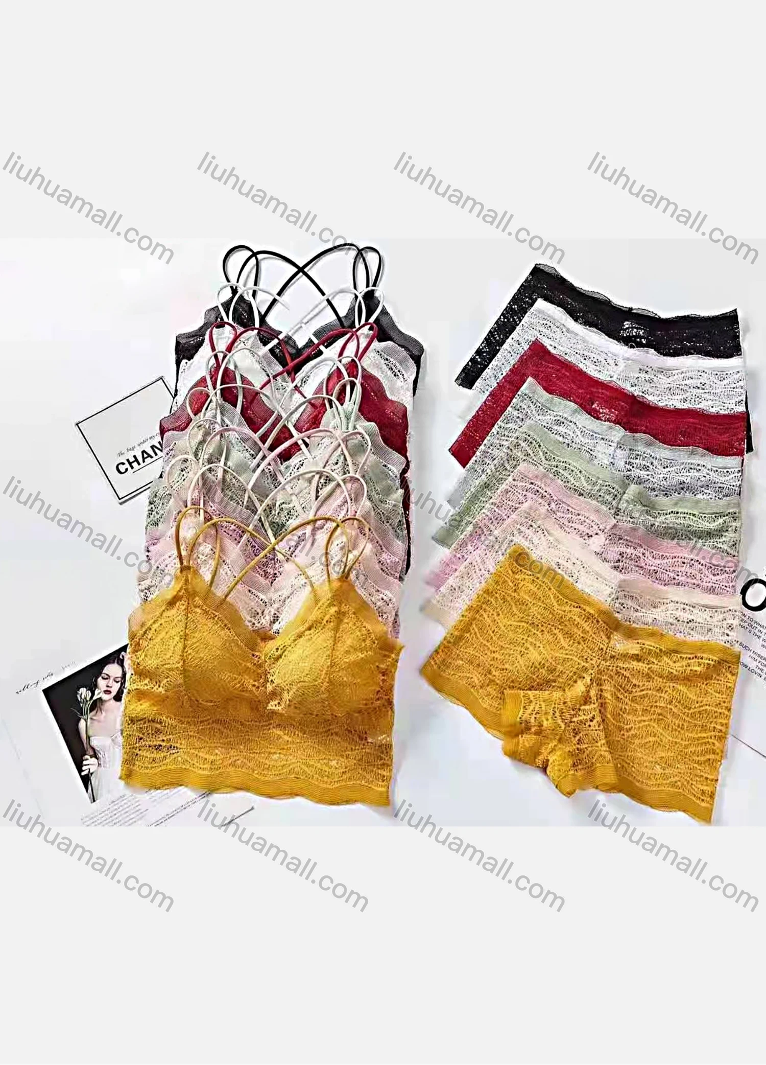 Wholesale Women's Guipure Lace Bra & Brief 2 Pieces Sets - Liuhuamall
