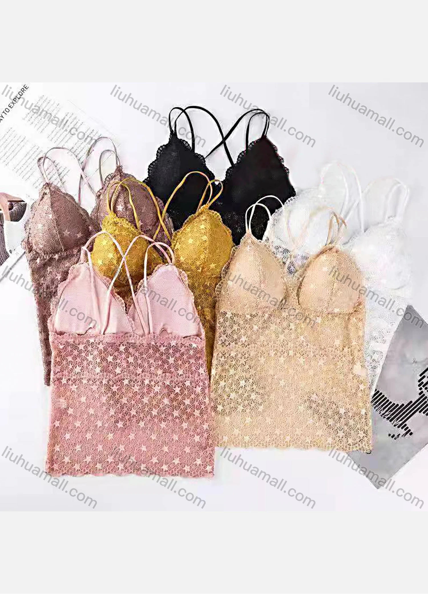 Wholesale Women's Sexy Guipure Lace Applique Bra - Liuhuamall