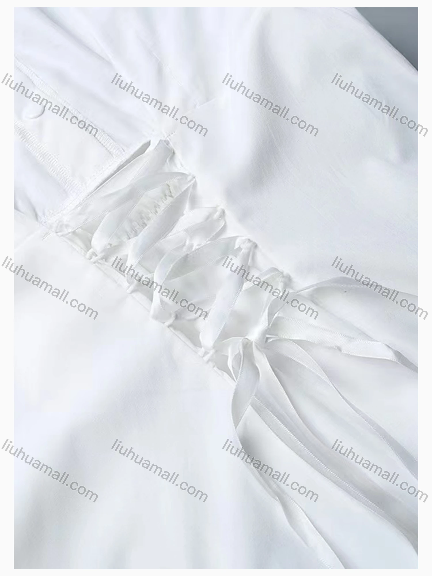 Wholesale Women's Casual Stand Collar Long Sleeve Tie Back Plain Short Dress - Liuhuamall