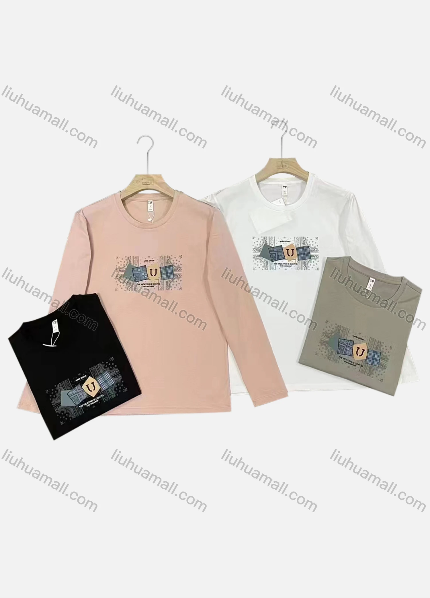 Wholesale Men's Casual Crew Neck Long Sleeve Graphic Pullover Tops - Liuhuamall