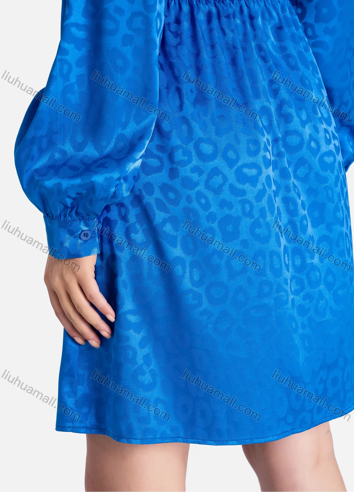 Wholesale Women's Casual Leopard Print Button Down Long Sleeve Short Shirt Dress V2201# - Liuhuamall