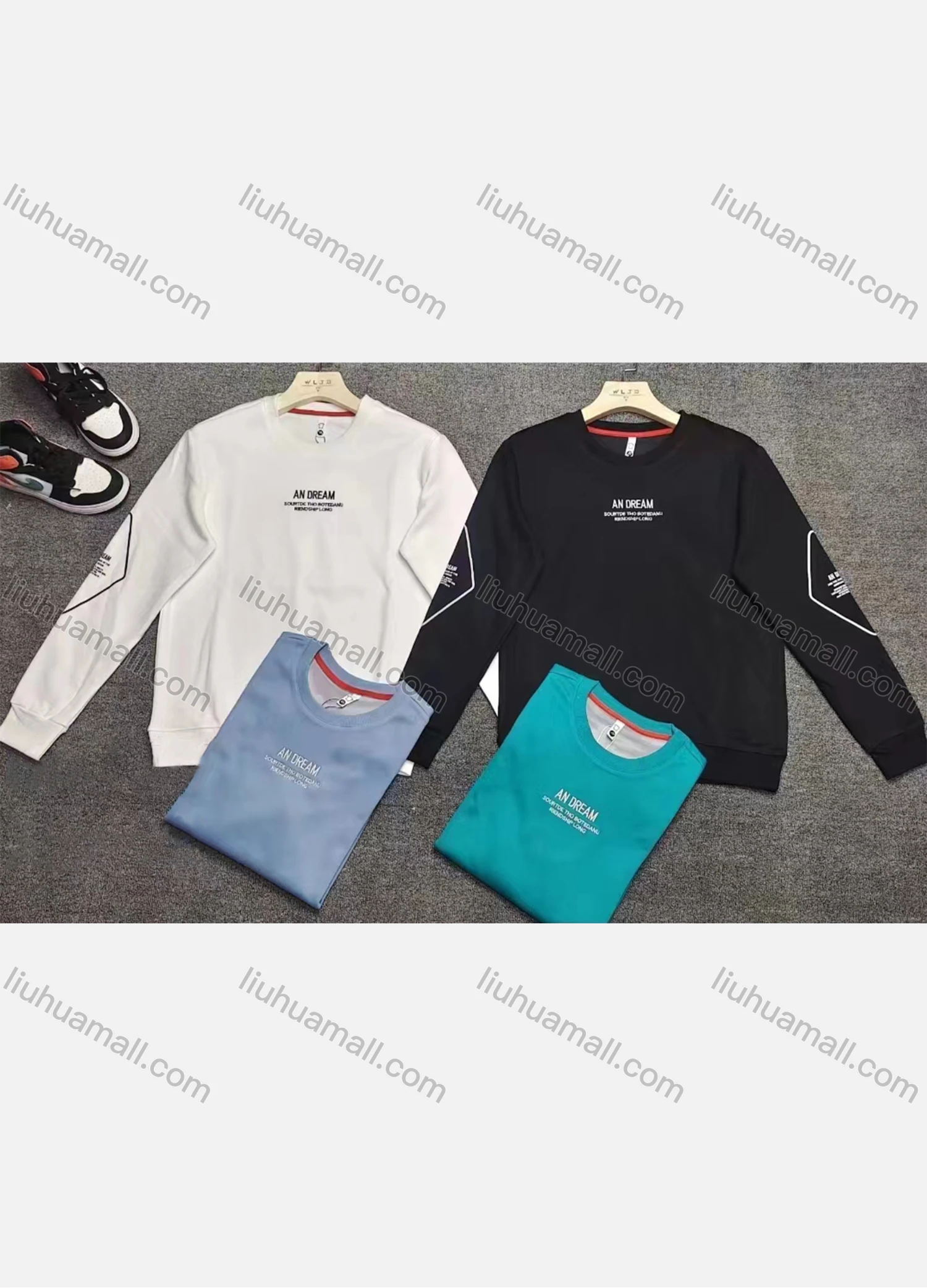 Wholesale Men's Casual Crew Neck Long Sleeve Embroidery Letter Sweatshirts - Liuhuamall