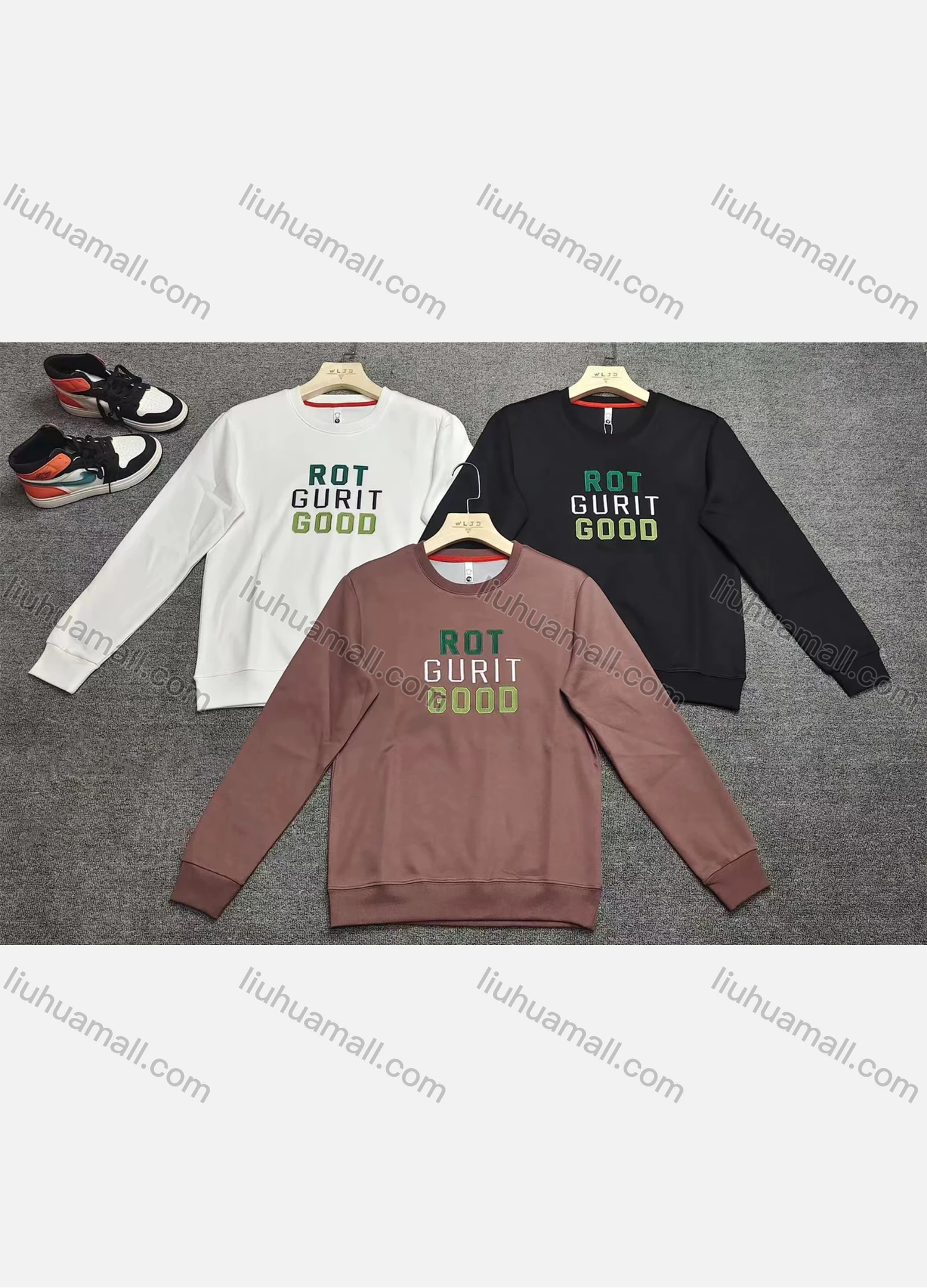 Wholesale Men's Casual Crew Neck Long Sleeve Embroidery Letter Sweatshirts - Liuhuamall