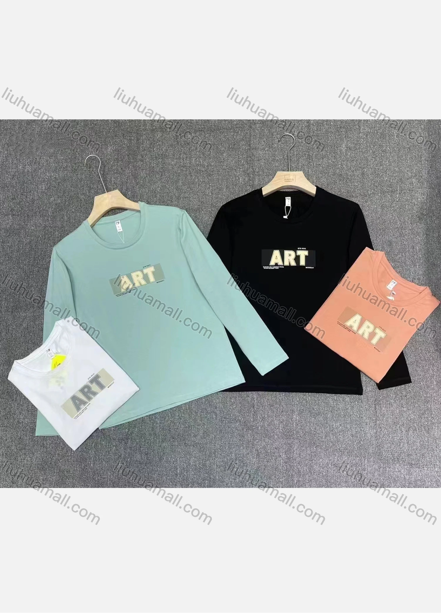 Wholesale Men's Casual Crew Neck Long Sleeve Patch Label Letter Print Pullover Tops - Liuhuamall