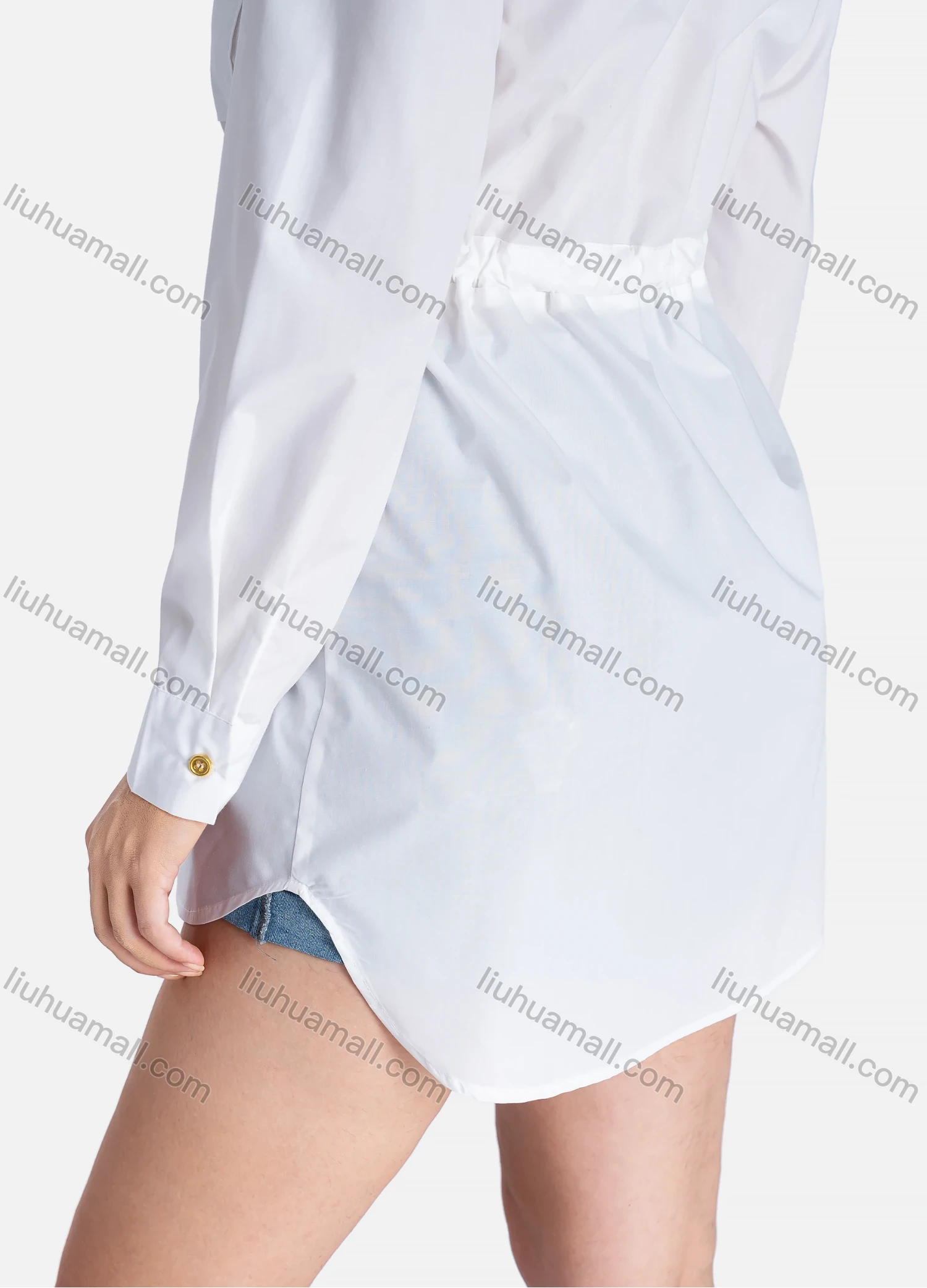 Wholesale Women's Casual Plain Stand Collar Long Sleeve Flap Pockets Tie Front Shirt V2452-1# - Liuhuamall