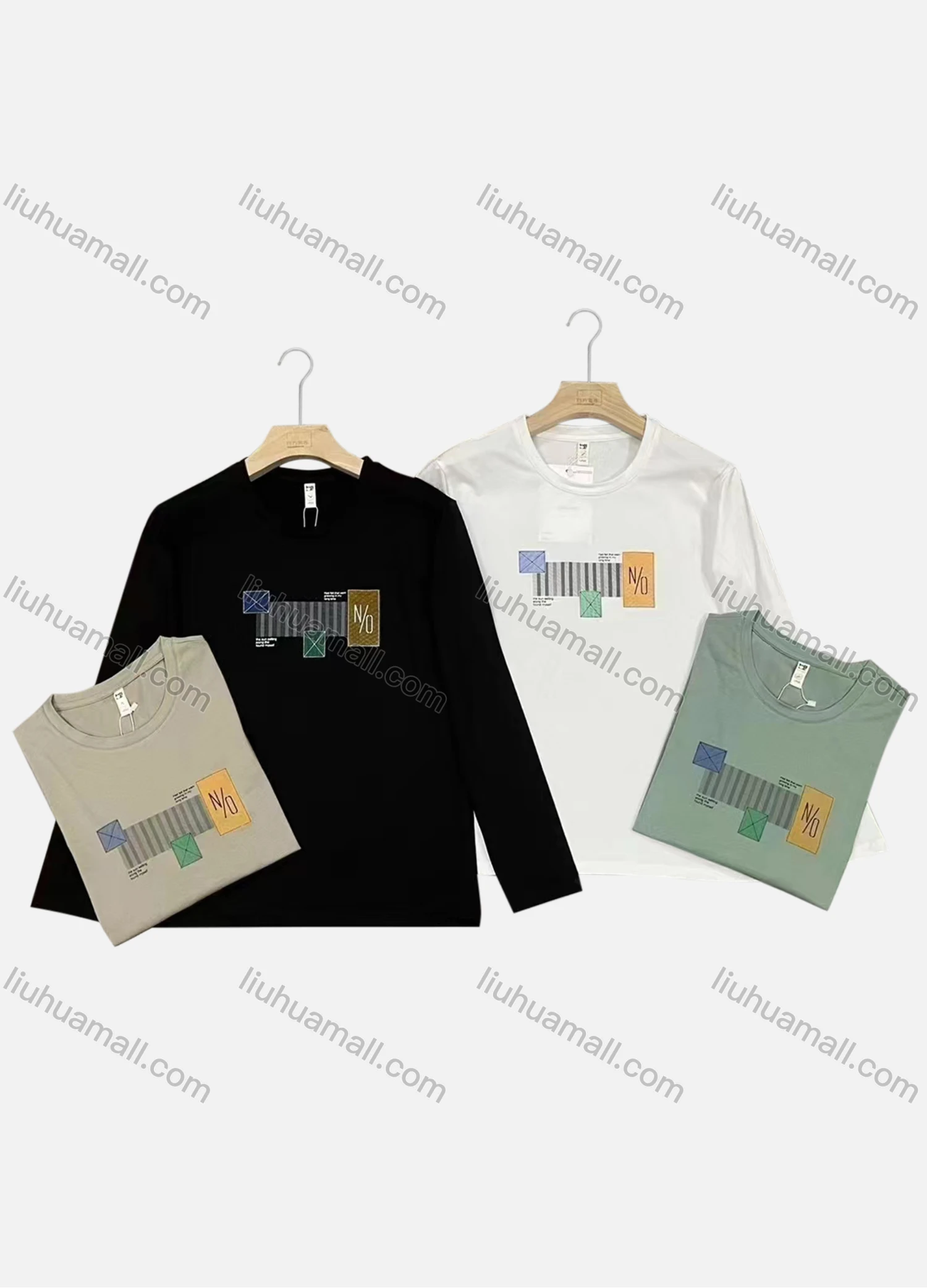 Wholesale Men's Casual Crew Neck Long Sleeve Graphic Pullover Tops - Liuhuamall