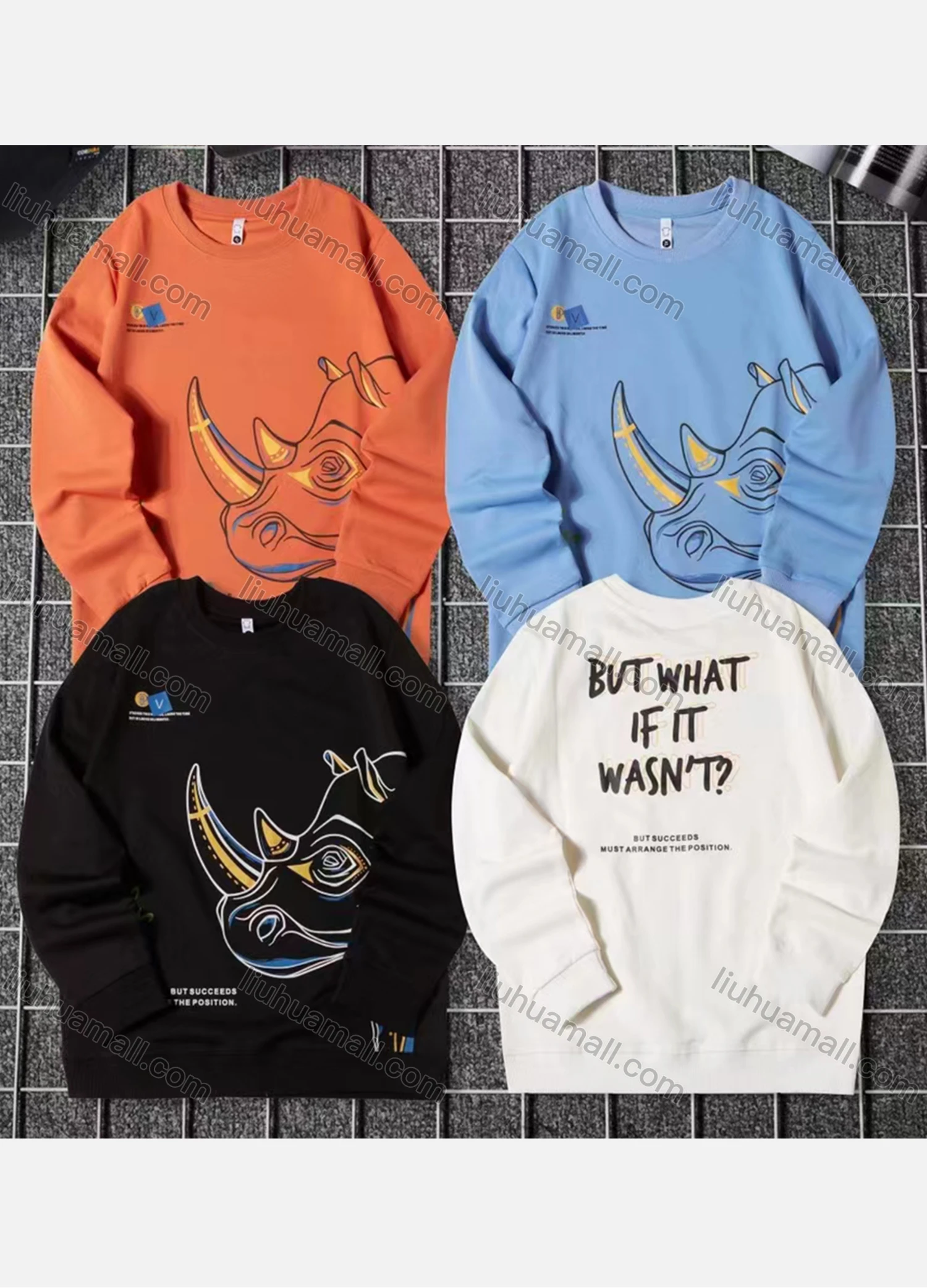 Wholesale Men's Fashion Crew Neck Long Sleeve Graphic Pullover Sweatshirts - Liuhuamall