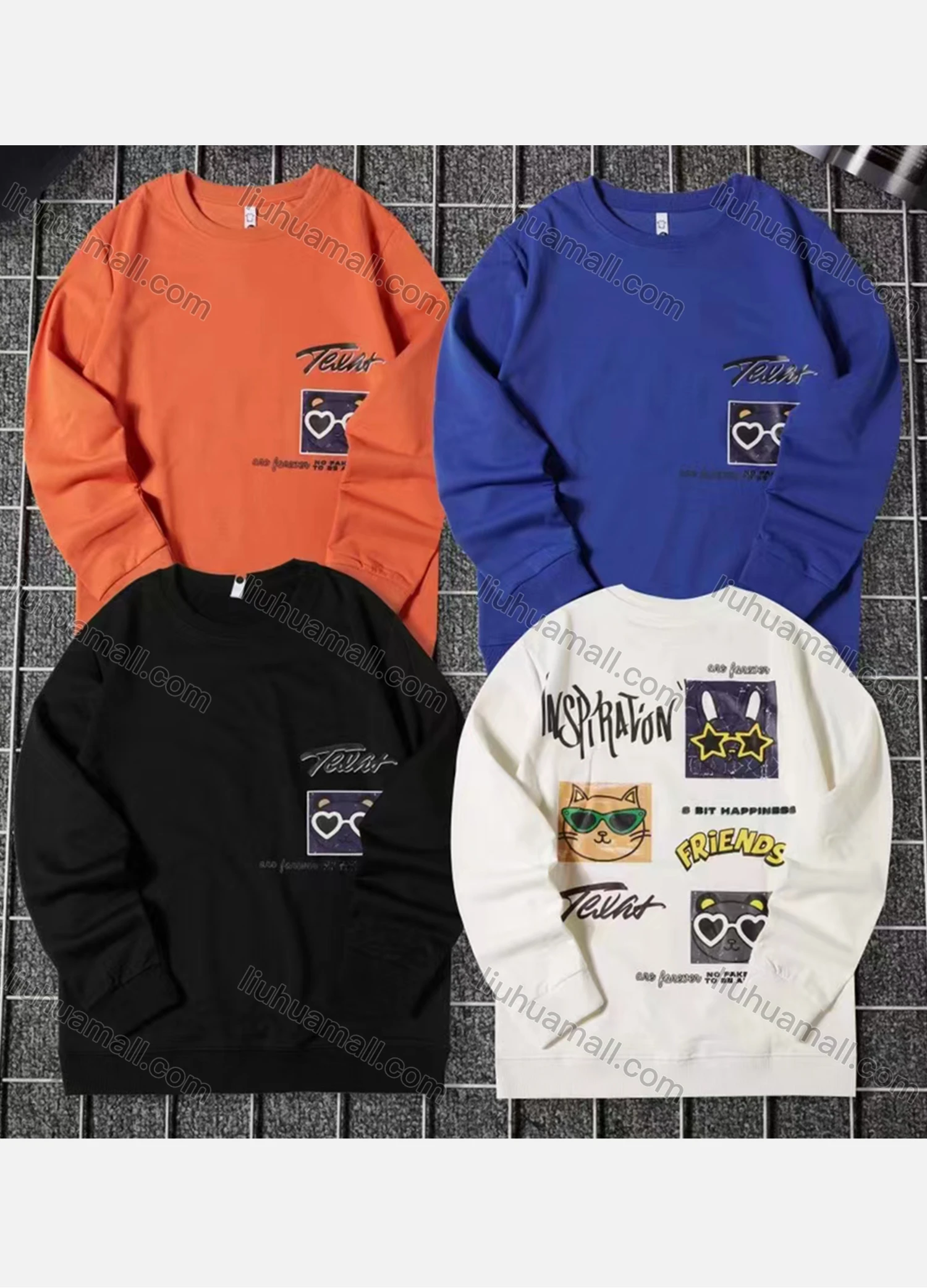 Wholesale Men's Fashion Crew Neck Long Sleeve Graphic Pullover Sweatshirts - Liuhuamall