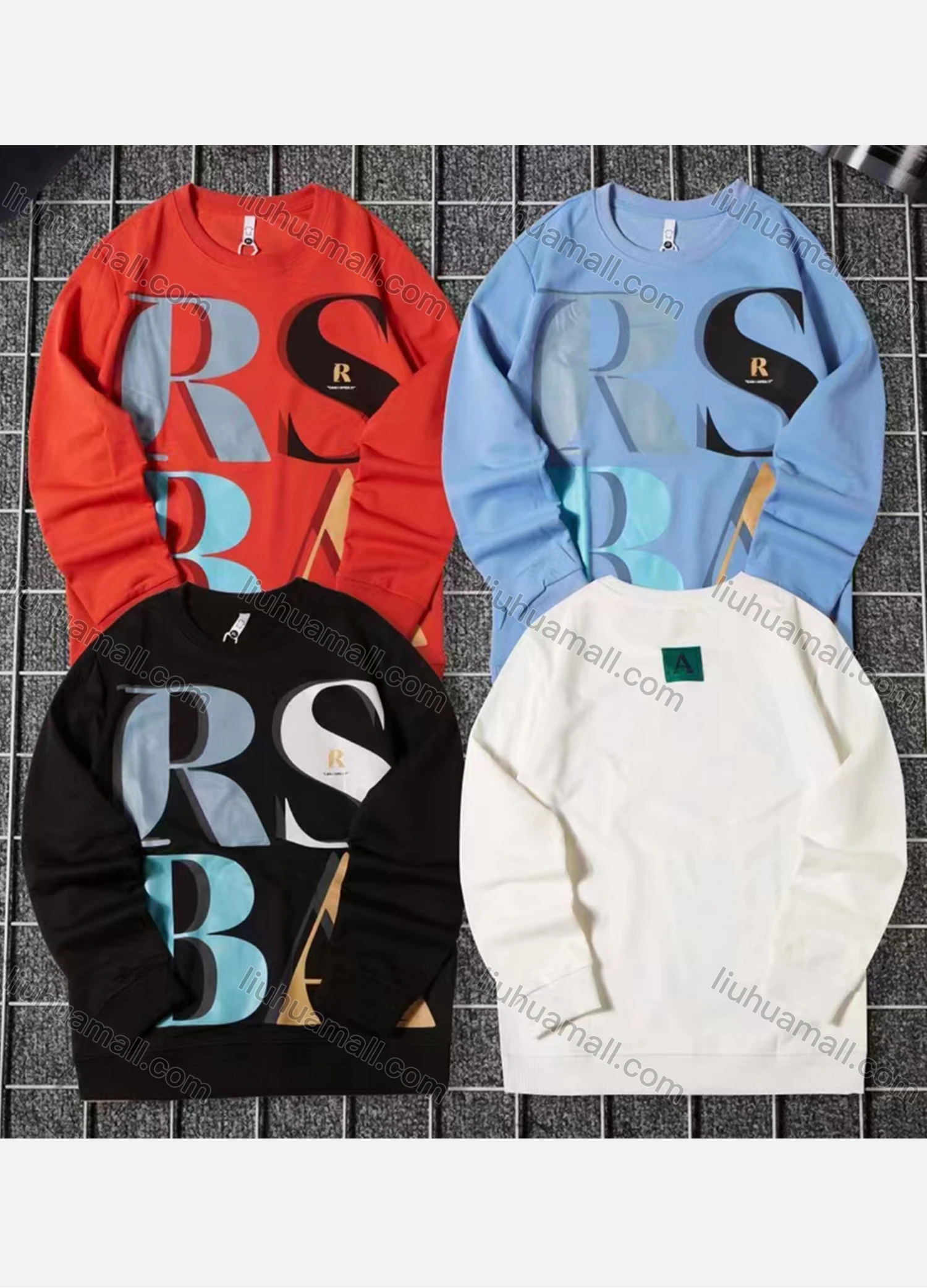 Wholesale Men's Fashion Crew Neck Long Sleeve Letter Graphic Pullover Sweatshirts - Liuhuamall