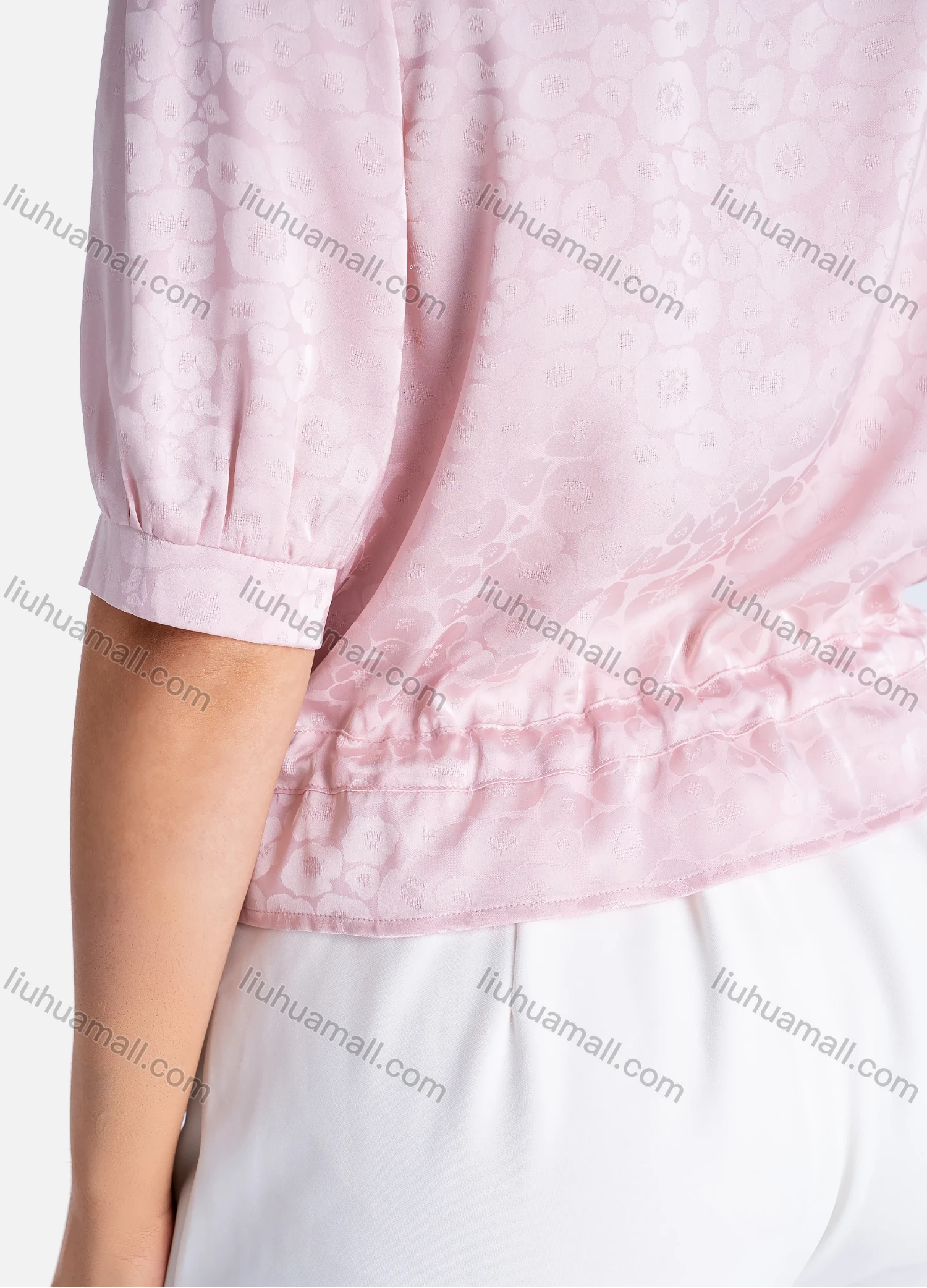 Wholesale Women's Casual Floral Print Half Sleeve Button Down Tie Front Shirt V2843# - Liuhuamall