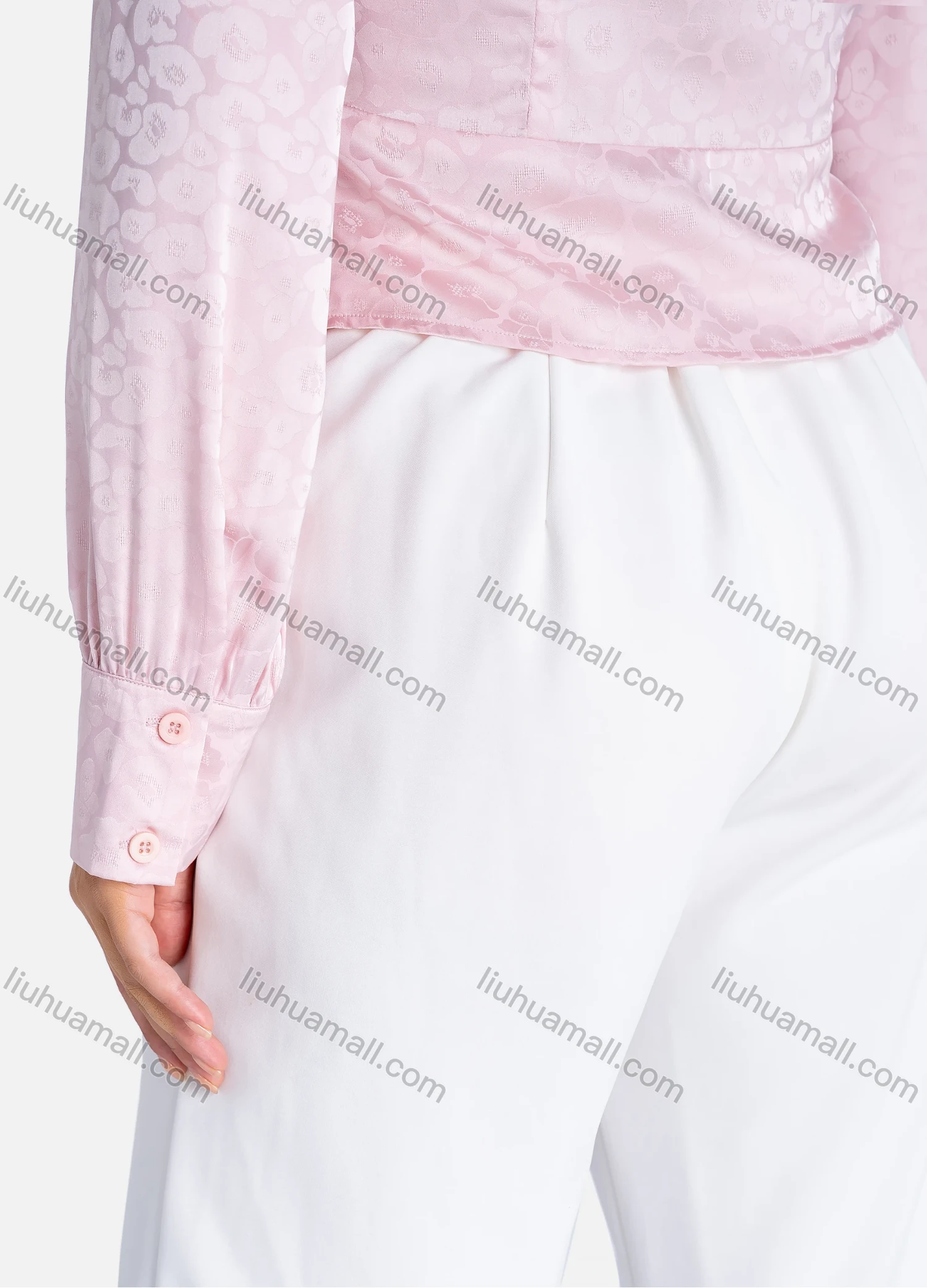 Wholesale Women's Casual Floral Print Pleated Turn Down Button Down Long Sleeve Shirts V2845# - Liuhuamall