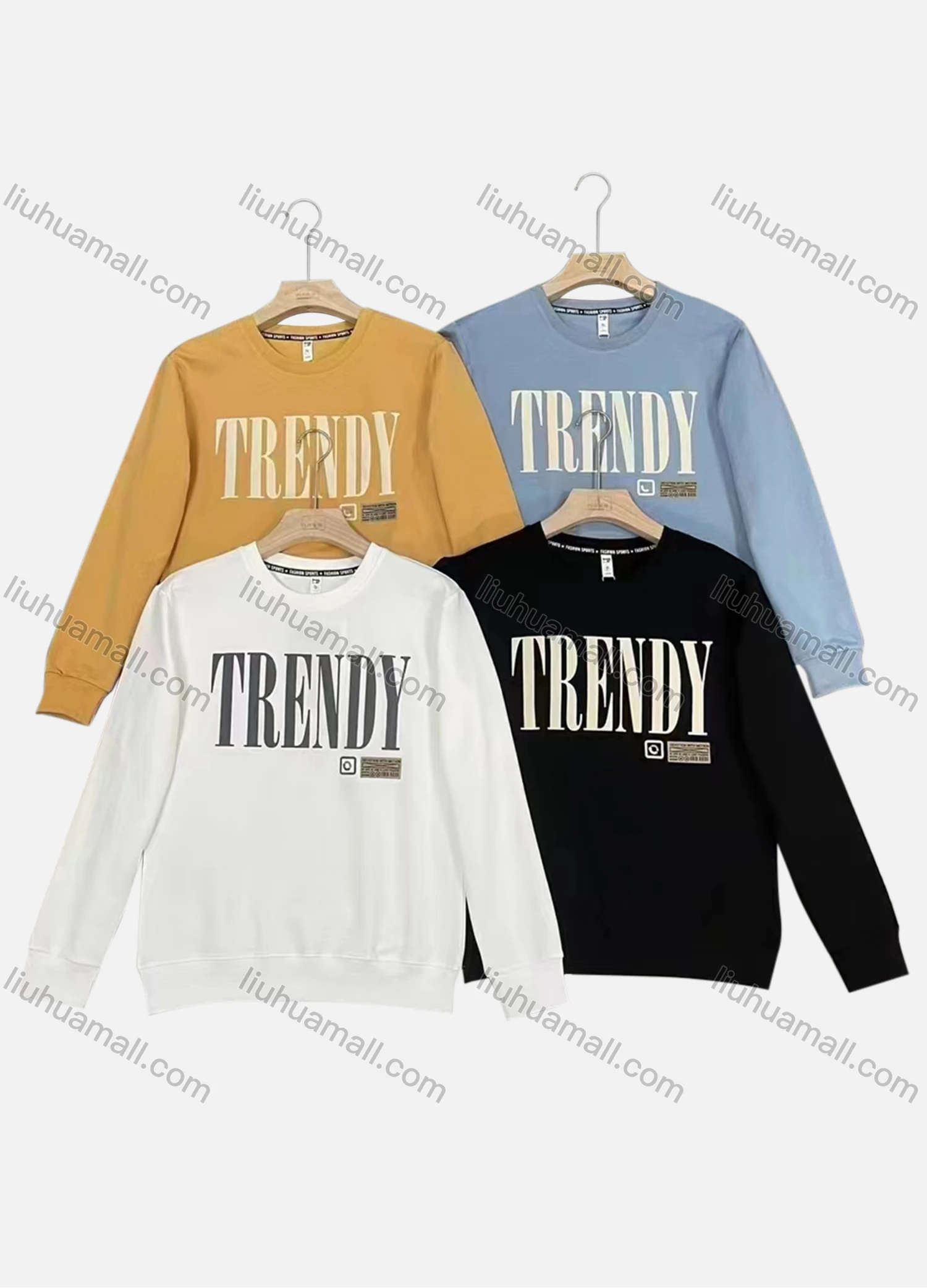 Wholesale Men's Casual Crew Neck Long Sleeve Letter Print Pullover Sweatshirts - Liuhuamall