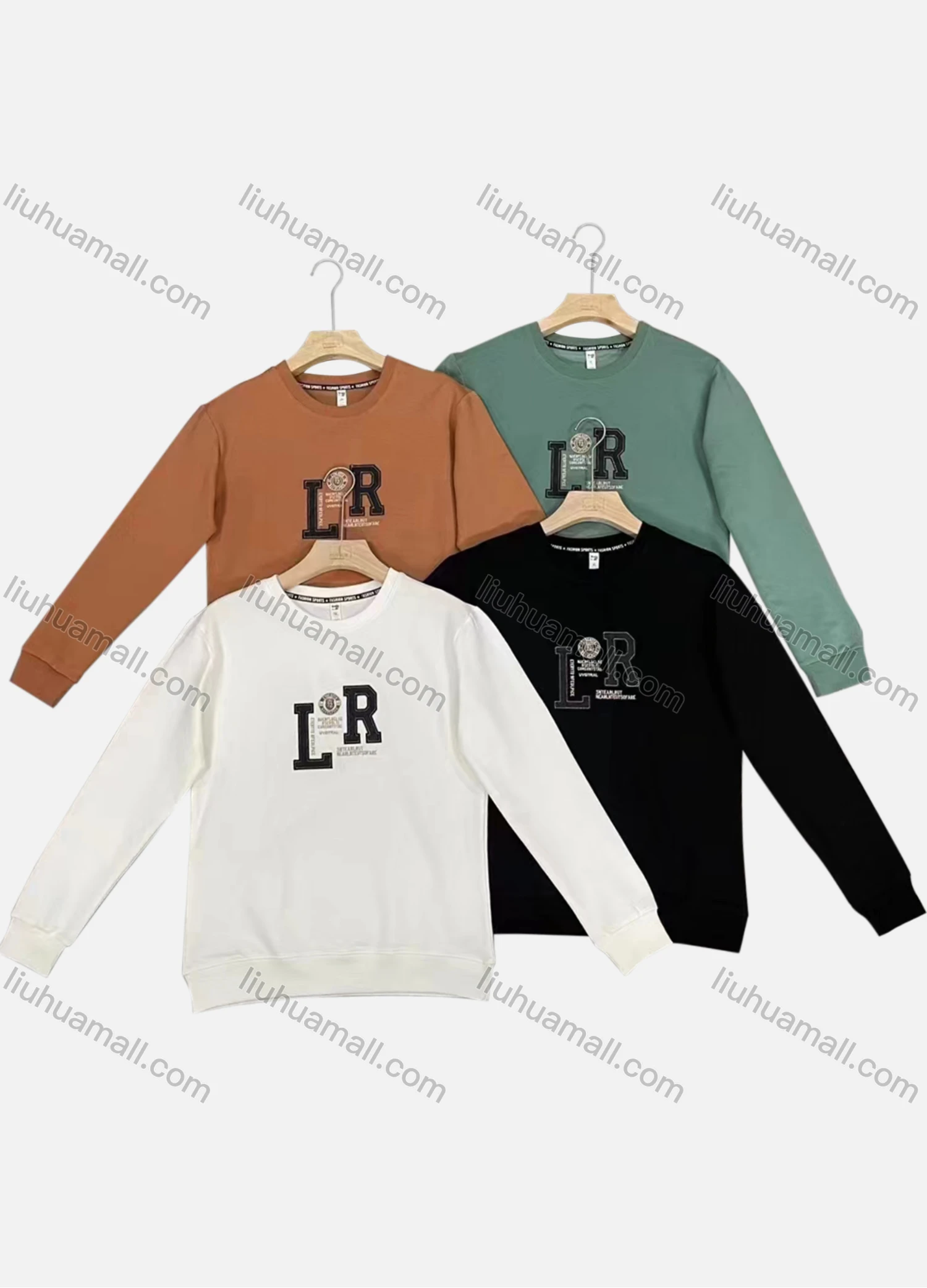 Wholesale Men's Casual Crew Neck Long Sleeve Letter Graphic Pullover Sweatshirts - Liuhuamall