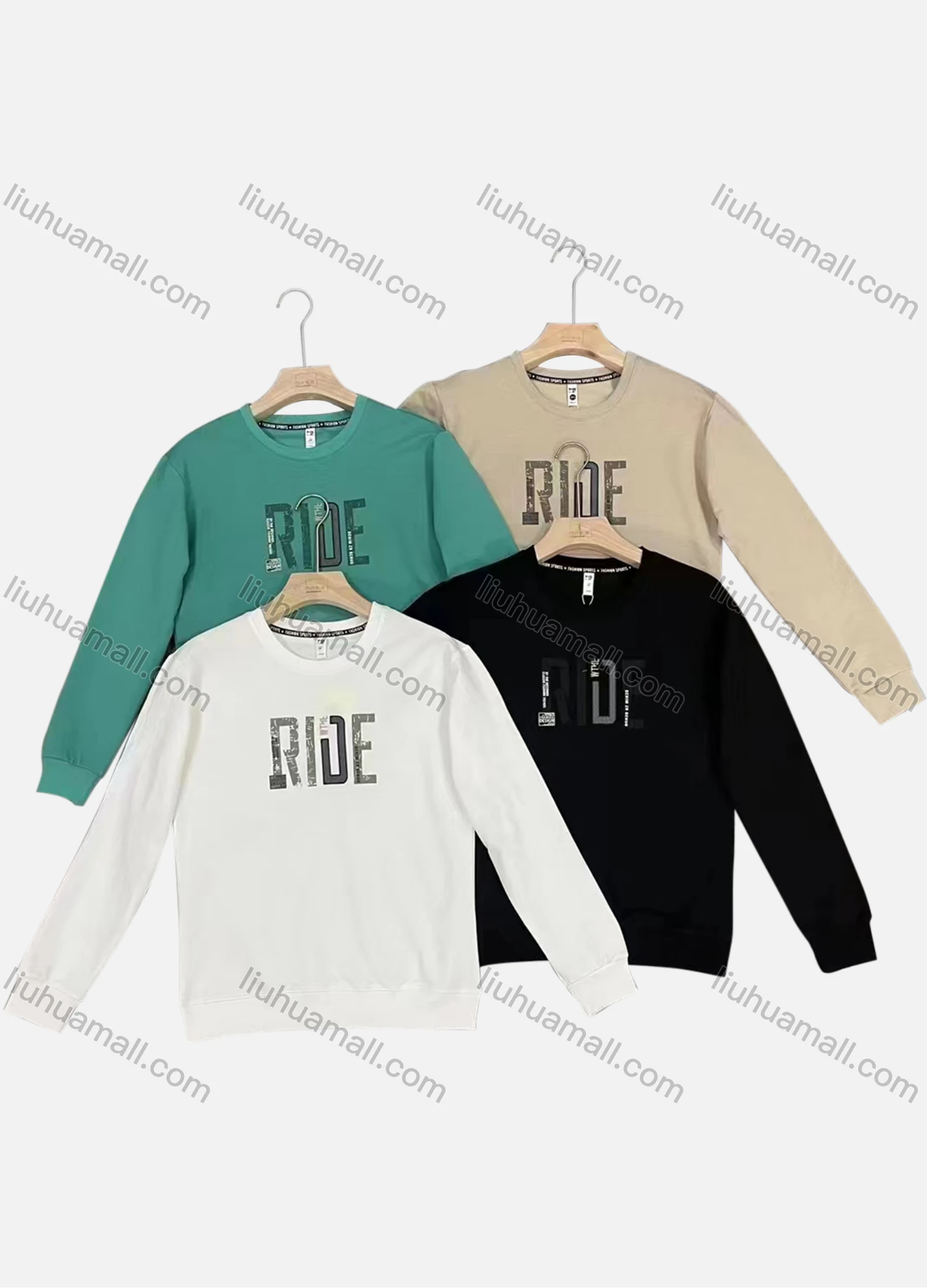 Wholesale Men's Casual Crew Neck Long Sleeve Letter Graphic Pullover Sweatshirts - Liuhuamall