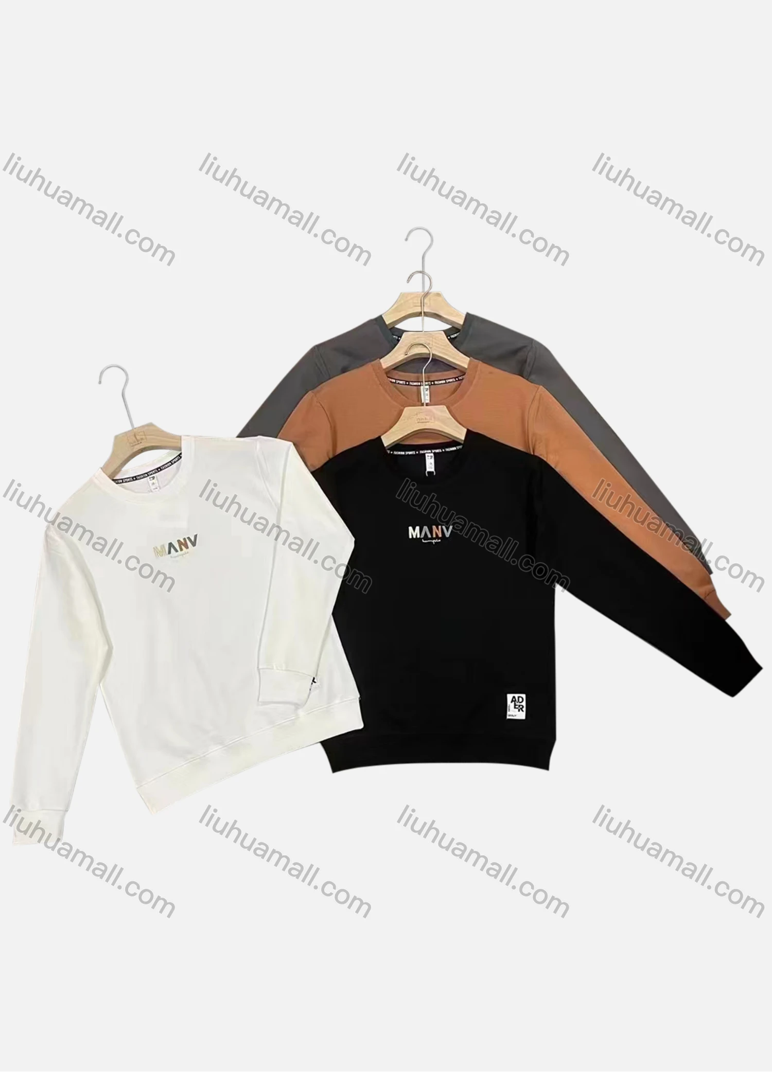 Wholesale Men's Casual Crew Neck Long Sleeve Embroidery Letter Pullover Sweatshirts - Liuhuamall