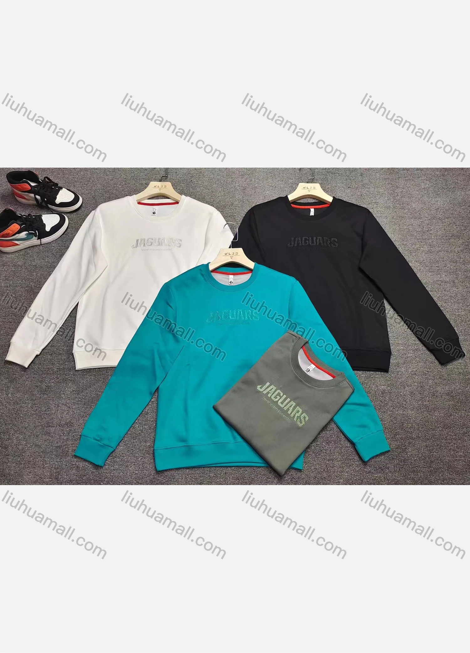 Wholesale Men's Casual Crew Neck Long Sleeve Embroidery Letter Pullover Sweatshirts - Liuhuamall