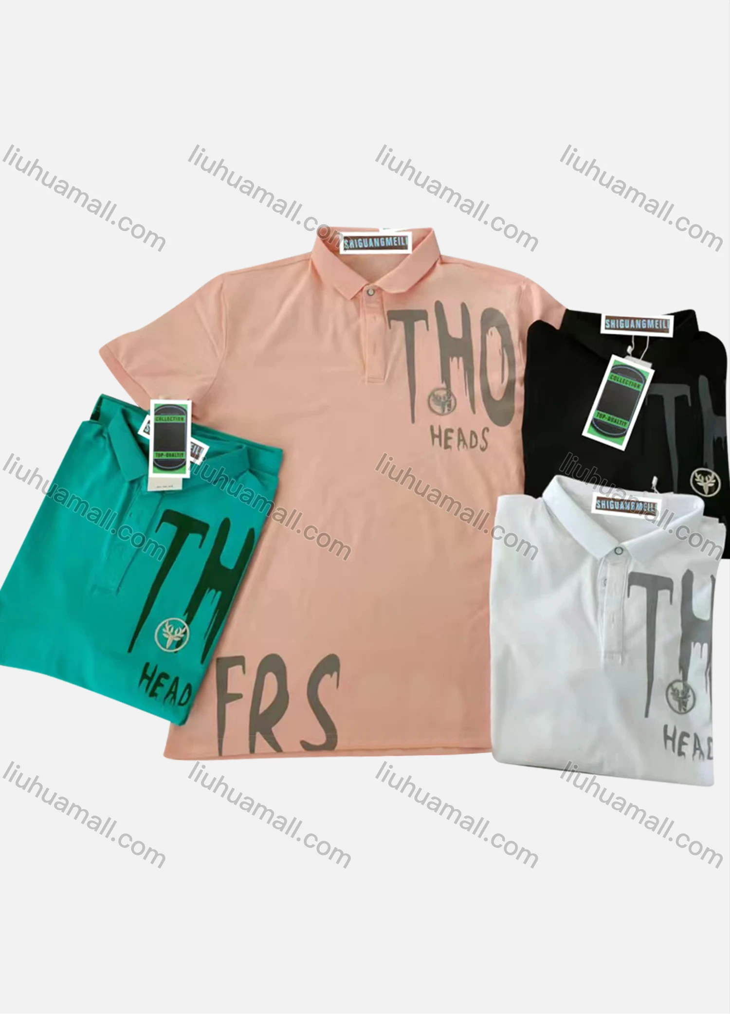 Wholesale Men's Short Sleeve Letter Print Polo Shirt - Liuhuamall