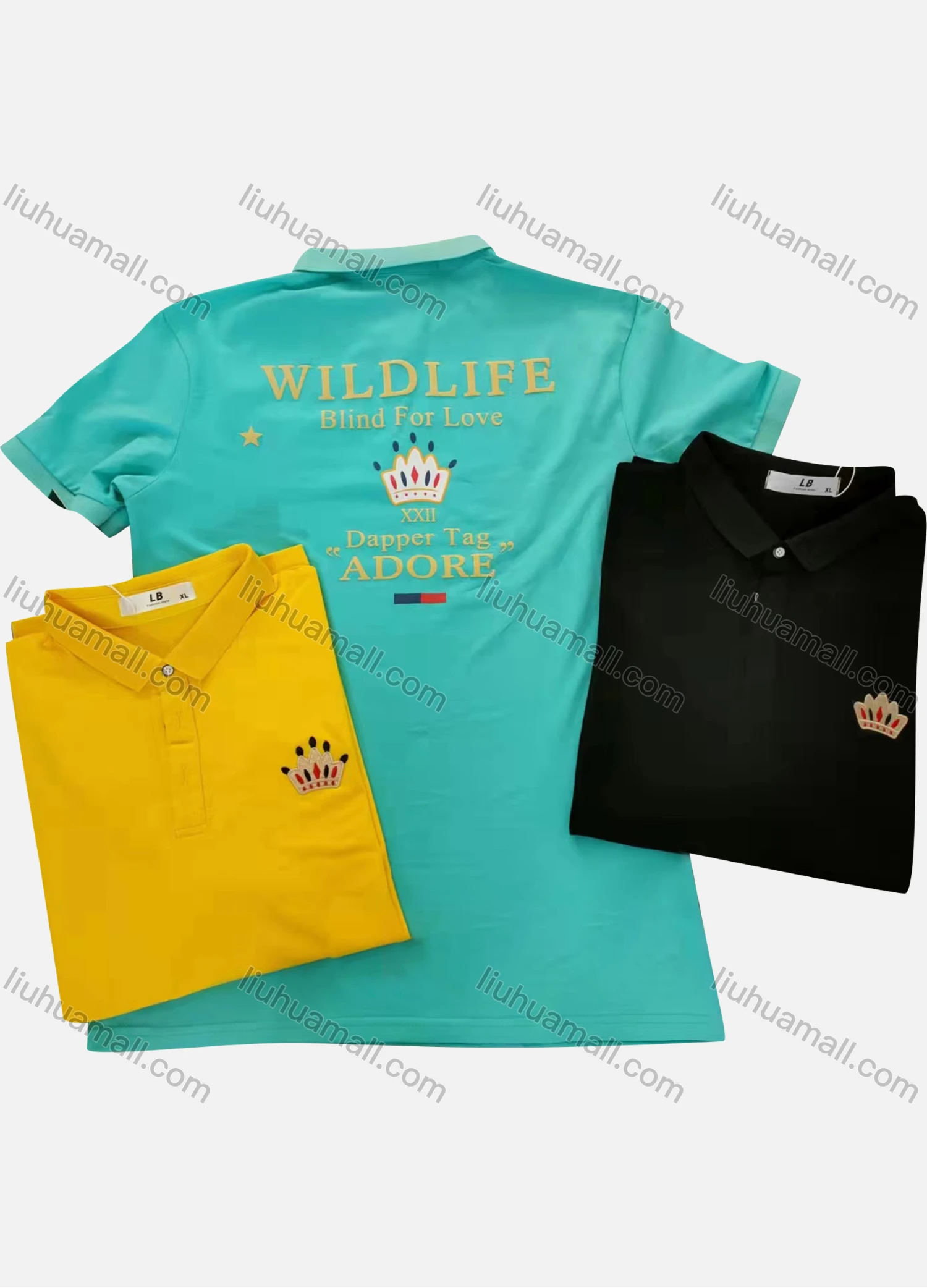 Wholesale Men's Short Sleeve Letter Print Polo Shirt - Liuhuamall