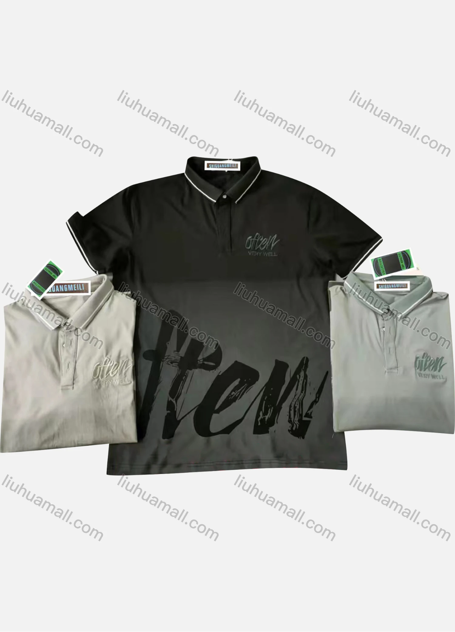 Wholesale Men's Short Sleeve Letter Print Polo Shirt - Liuhuamall