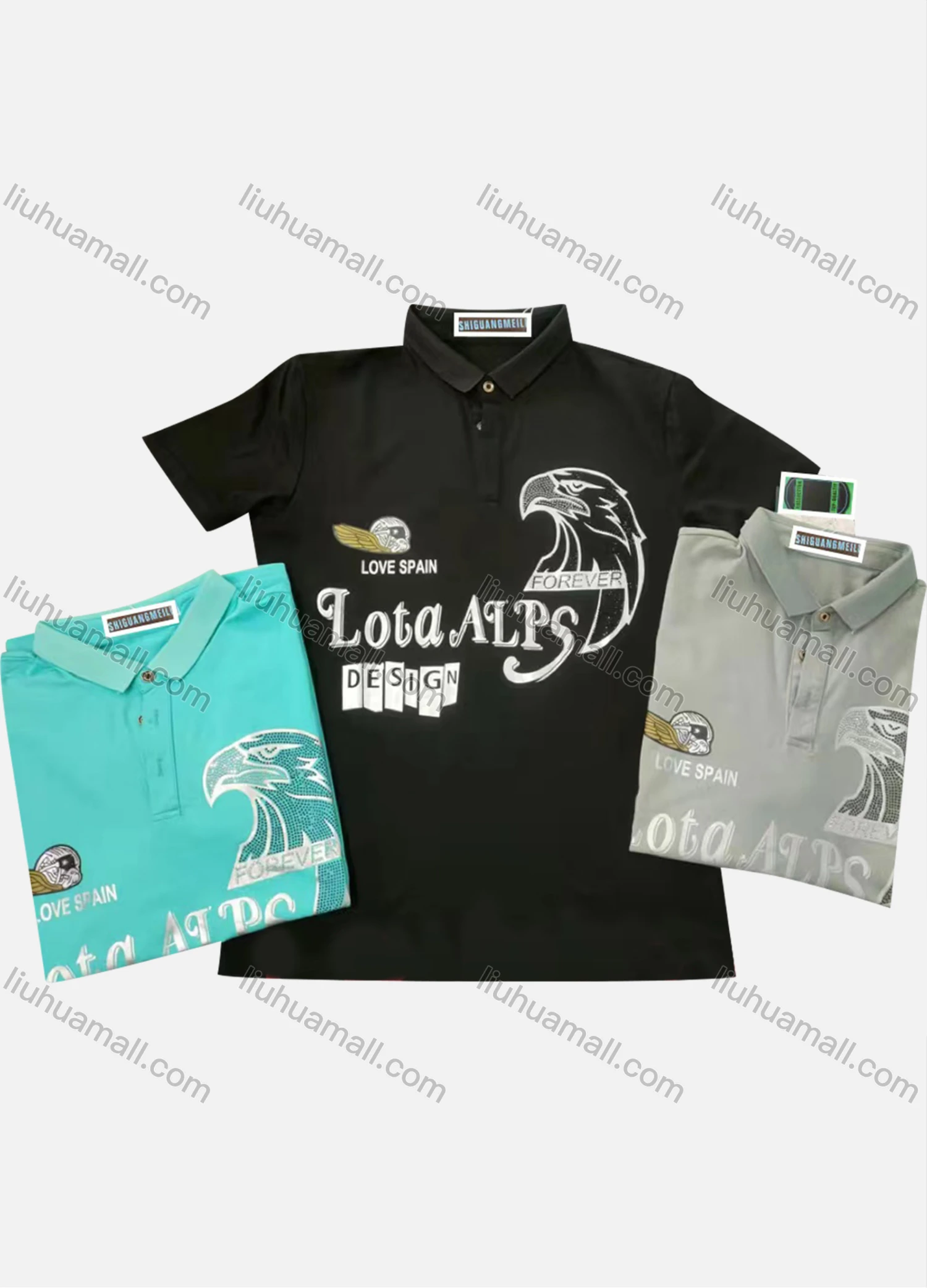 Wholesale Men's Short Sleeve Letter & Graphic Print Polo Shirt - Liuhuamall