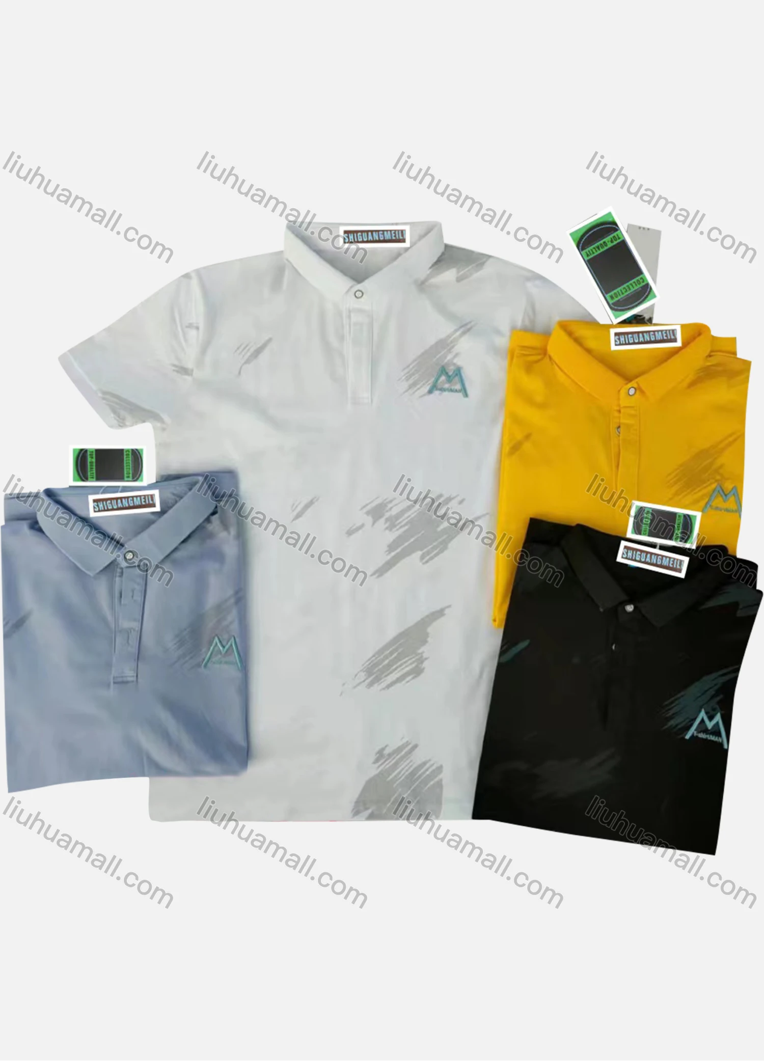 Wholesale Men's Short Sleeve Ink Print Polo Shirt - Liuhuamall