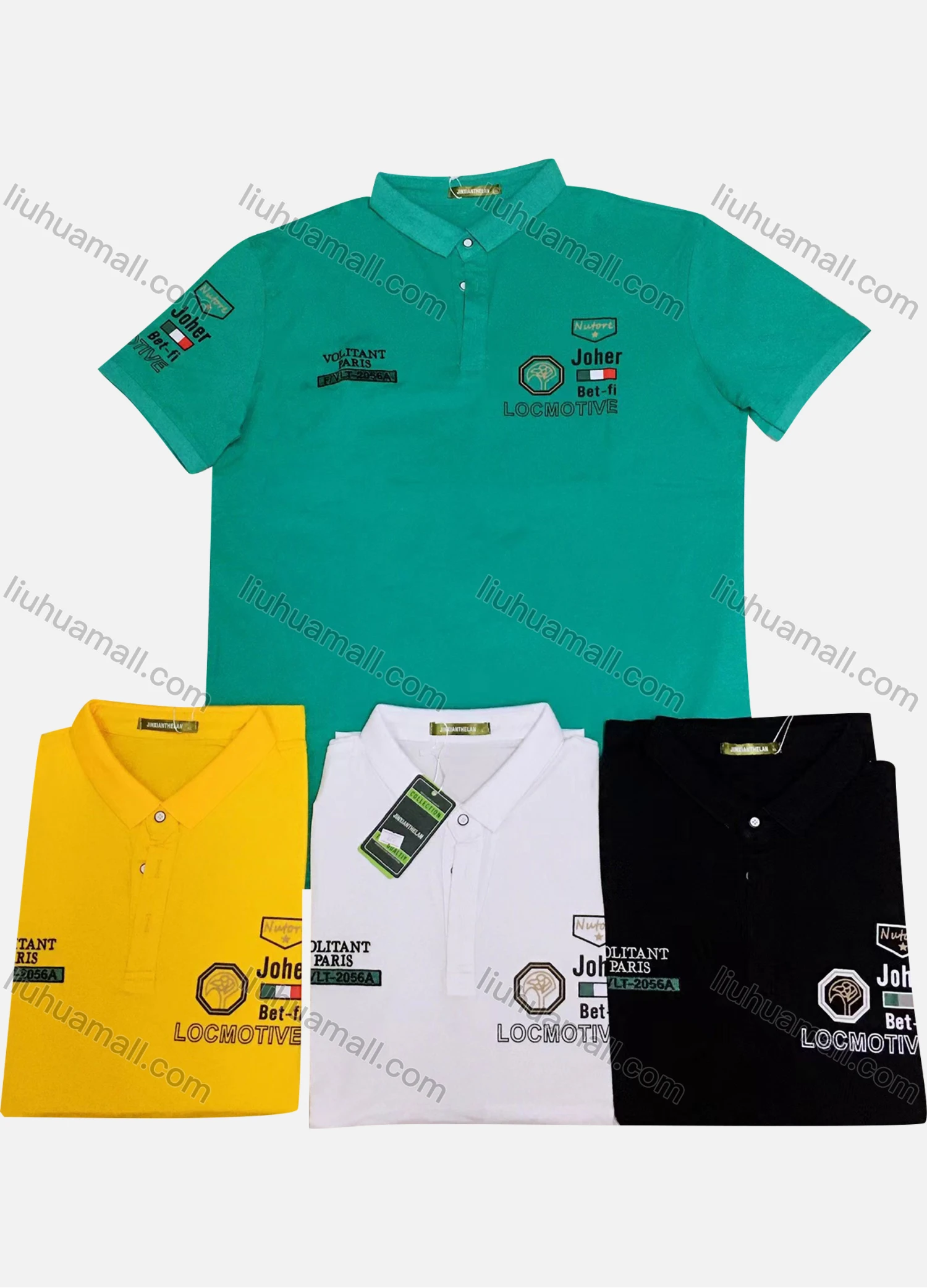 Wholesale Men's Short Sleeve Letter Print Polo Shirt - Liuhuamall