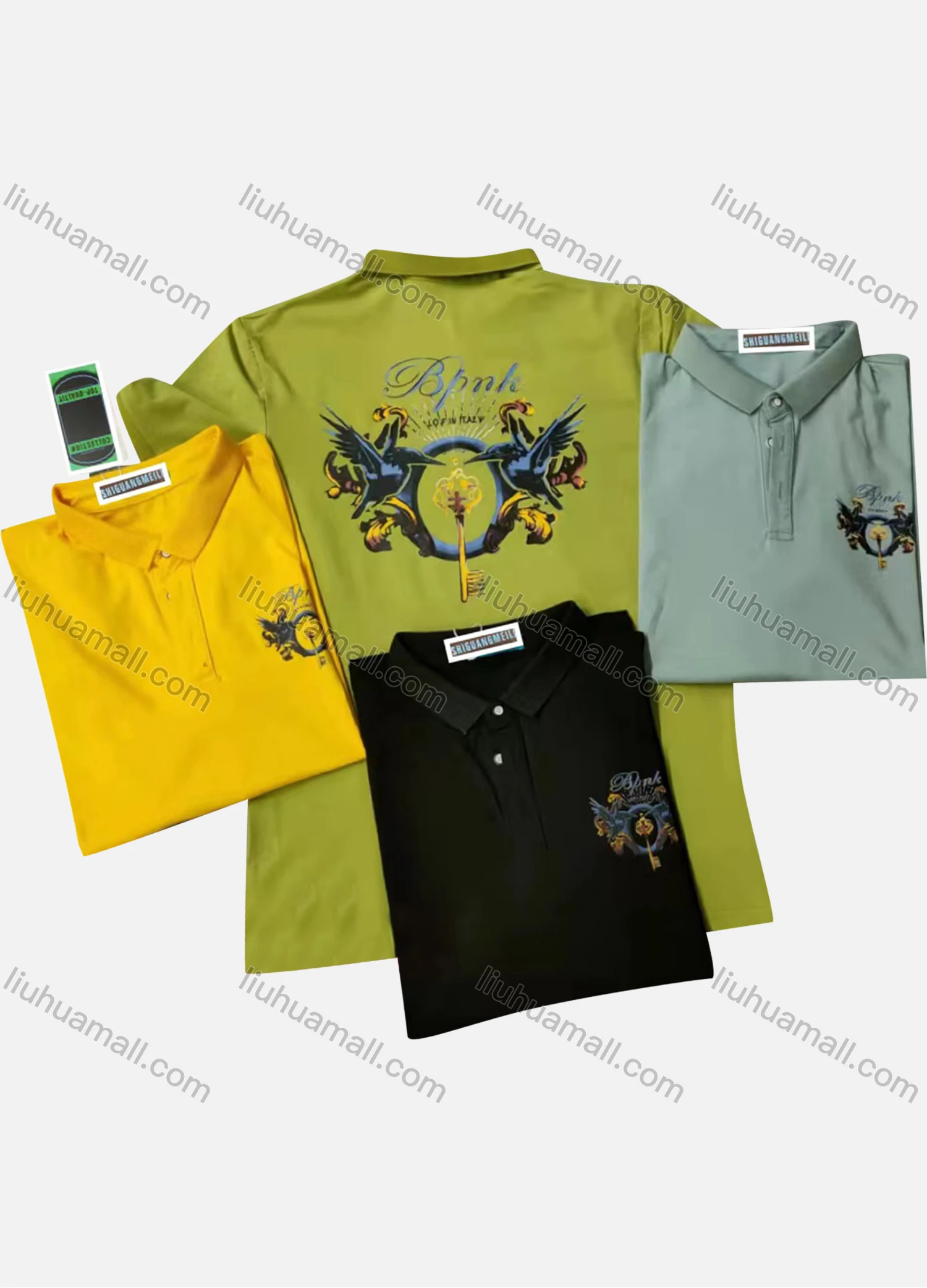 Wholesale Men's Short Sleeve Graphic Print Polo Shirt - Liuhuamall