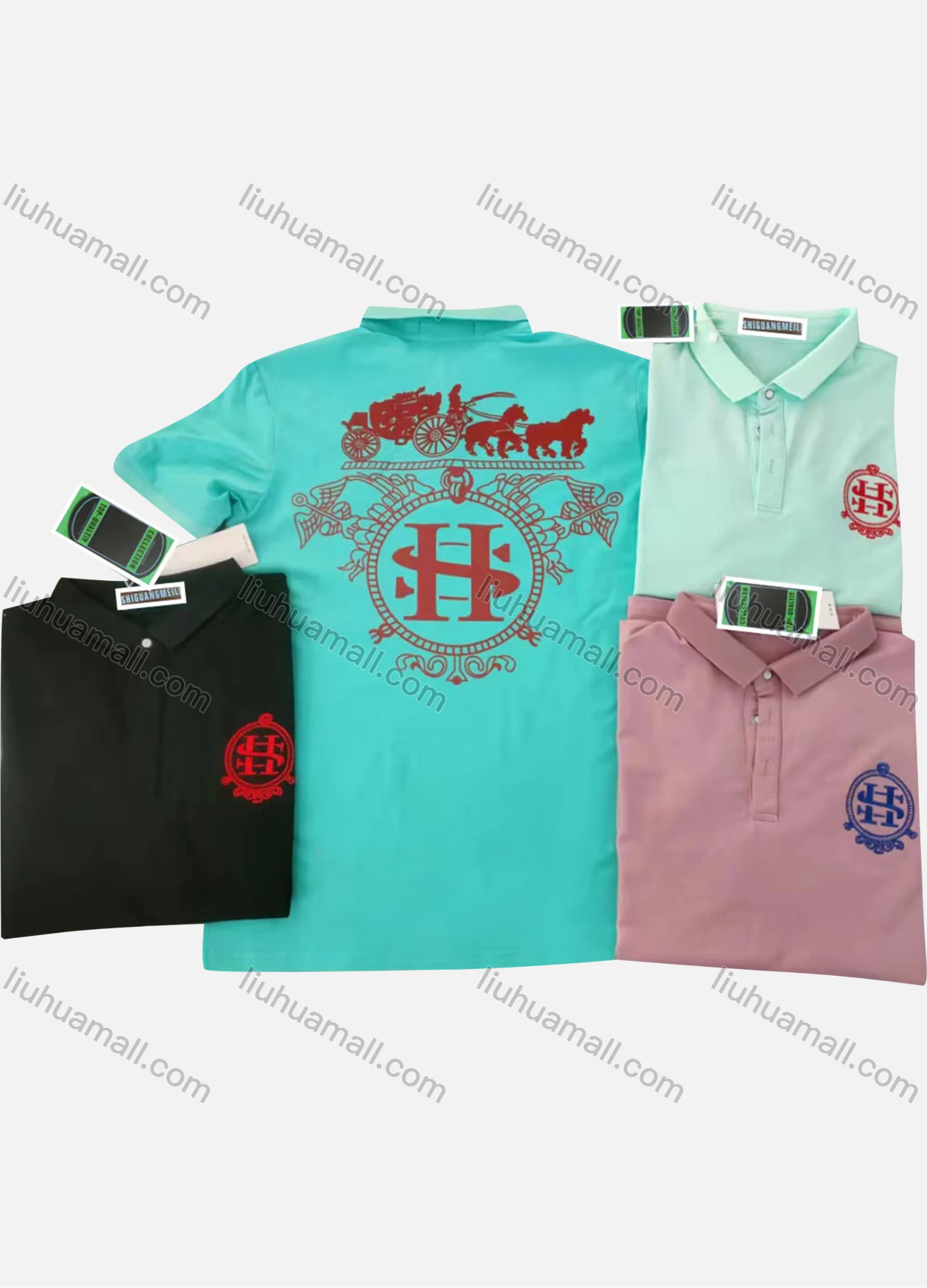 Wholesale Men's Short Sleeve Graphic Print Polo Shirt - Liuhuamall