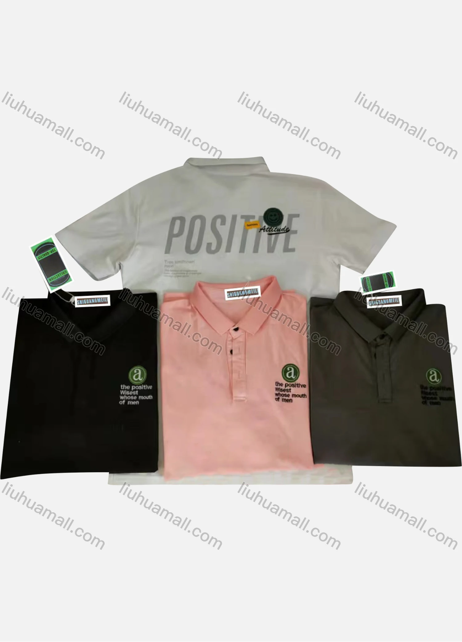 Wholesale Men's Short Sleeve Letter Print Polo Shirt - Liuhuamall