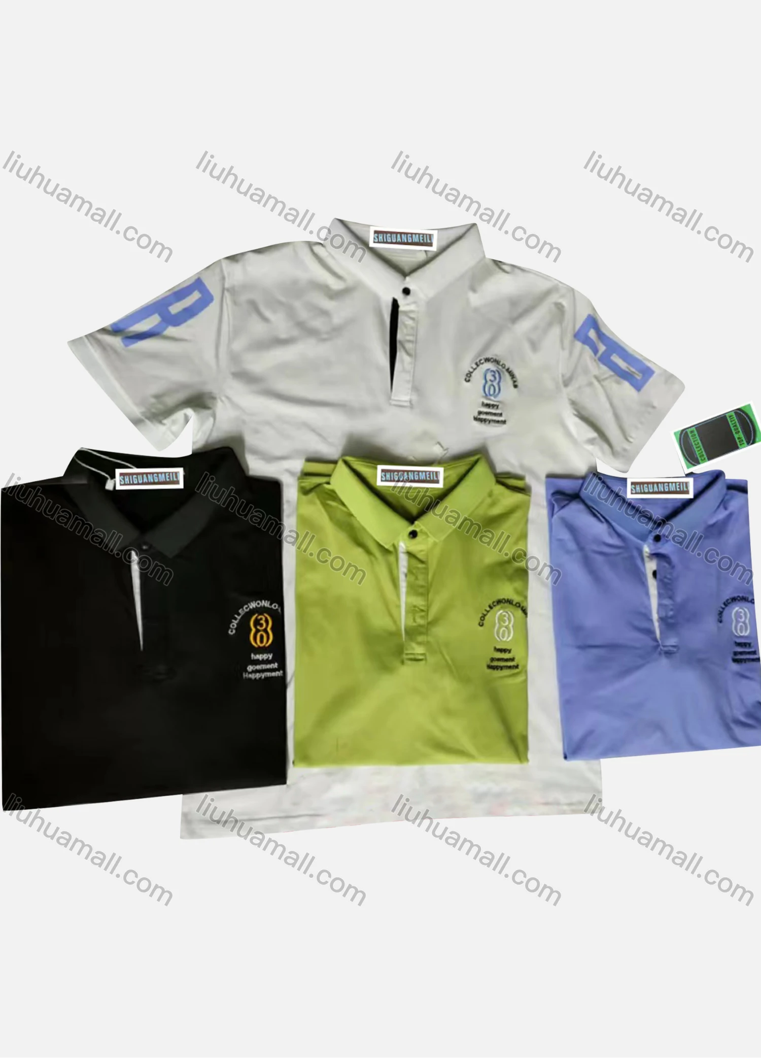 Wholesale Men's Short Sleeve Letter Print Polo Shirt - Liuhuamall