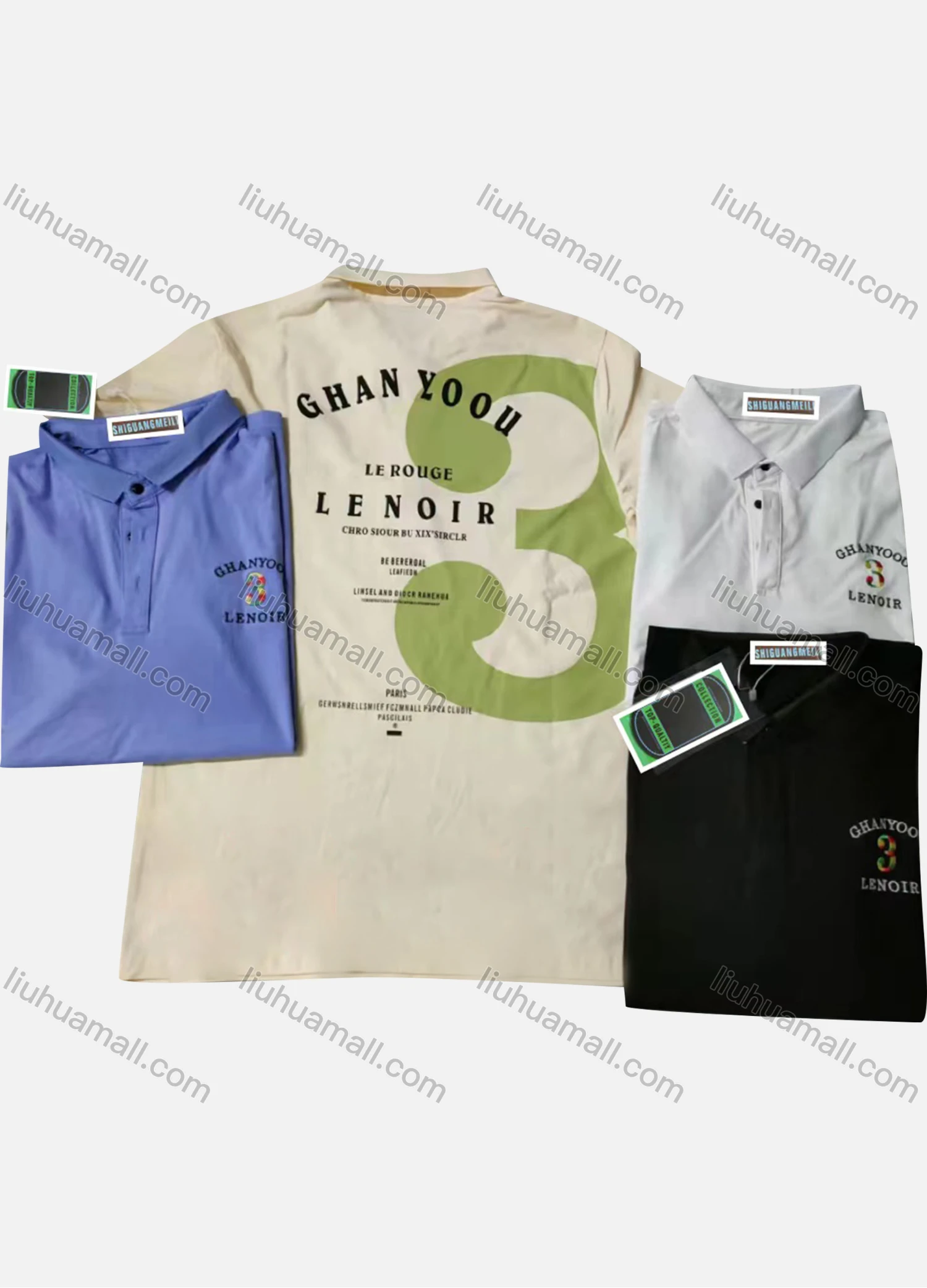 Wholesale Men's Short Sleeve Letter & Number Print Polo Shirt - Liuhuamall
