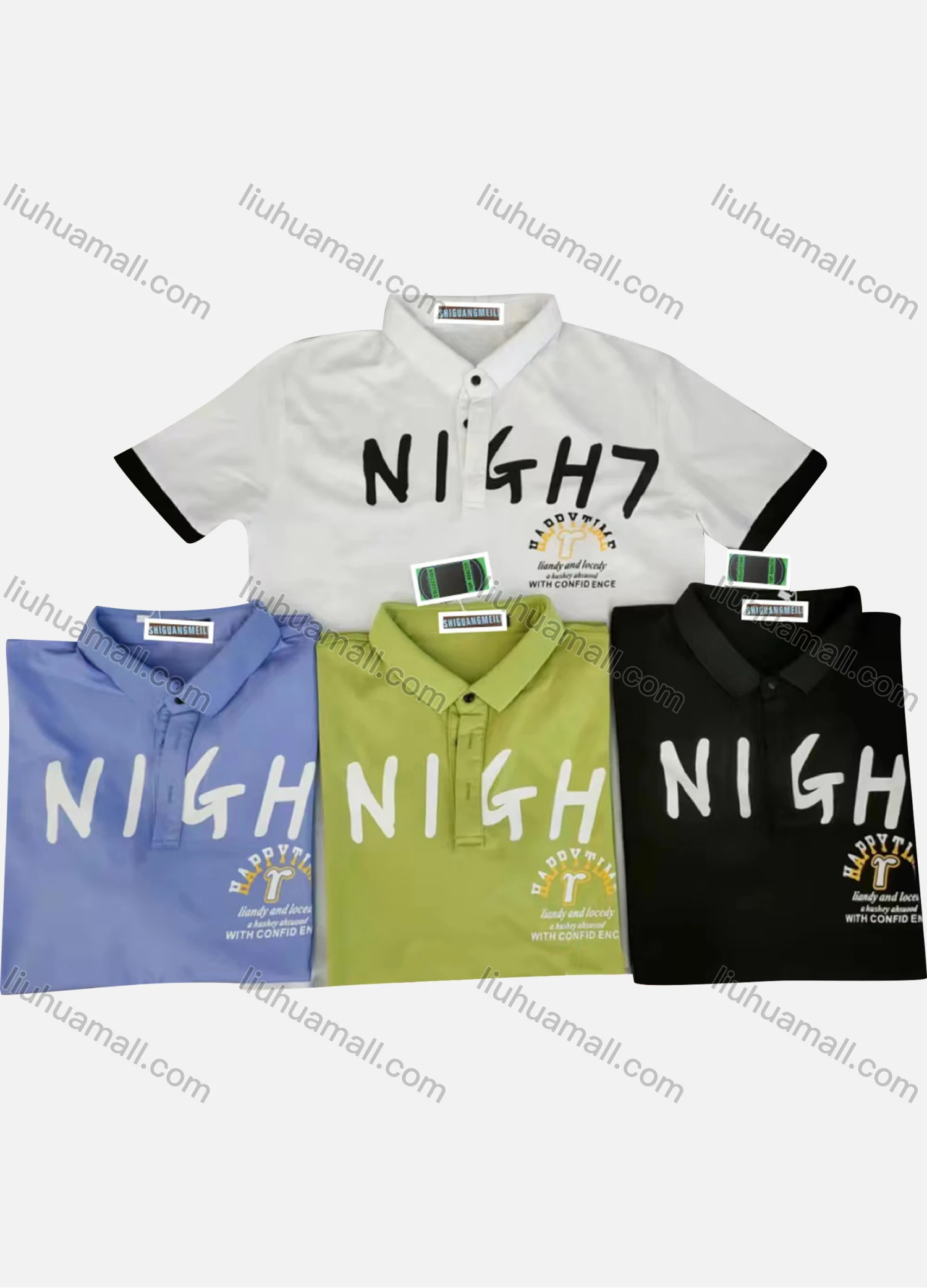 Wholesale Men's Short Sleeve Letter Print Polo Shirt - Liuhuamall