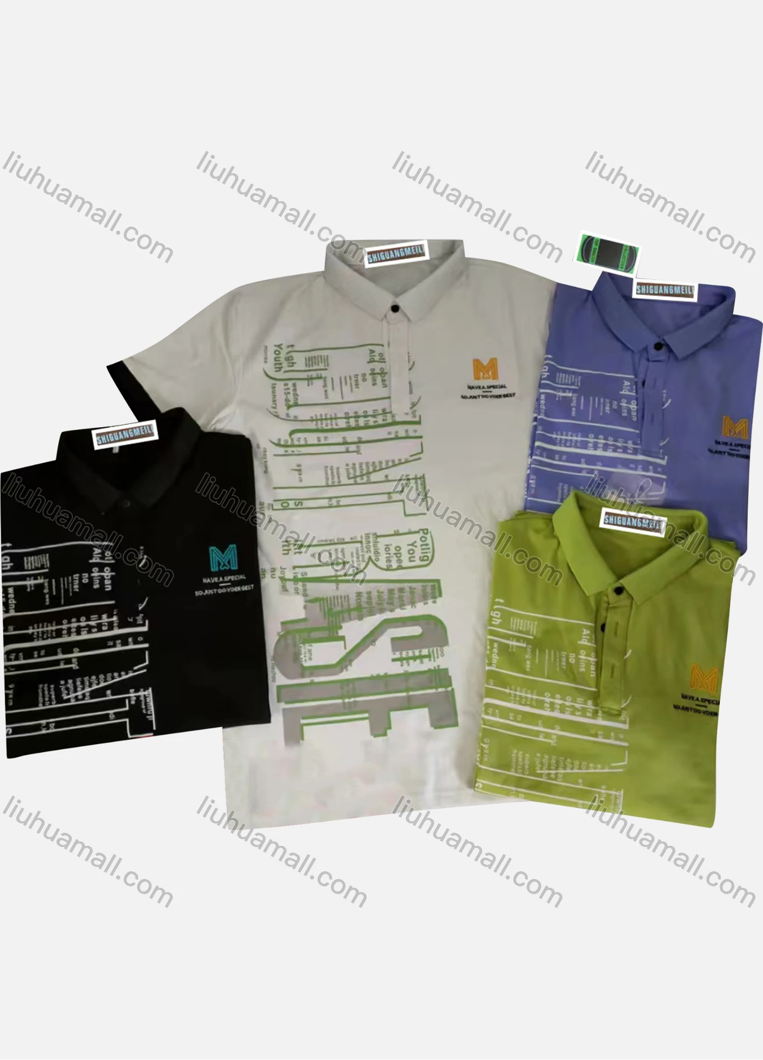 Wholesale Men's Short Sleeve Letter Print Polo Shirt - Liuhuamall