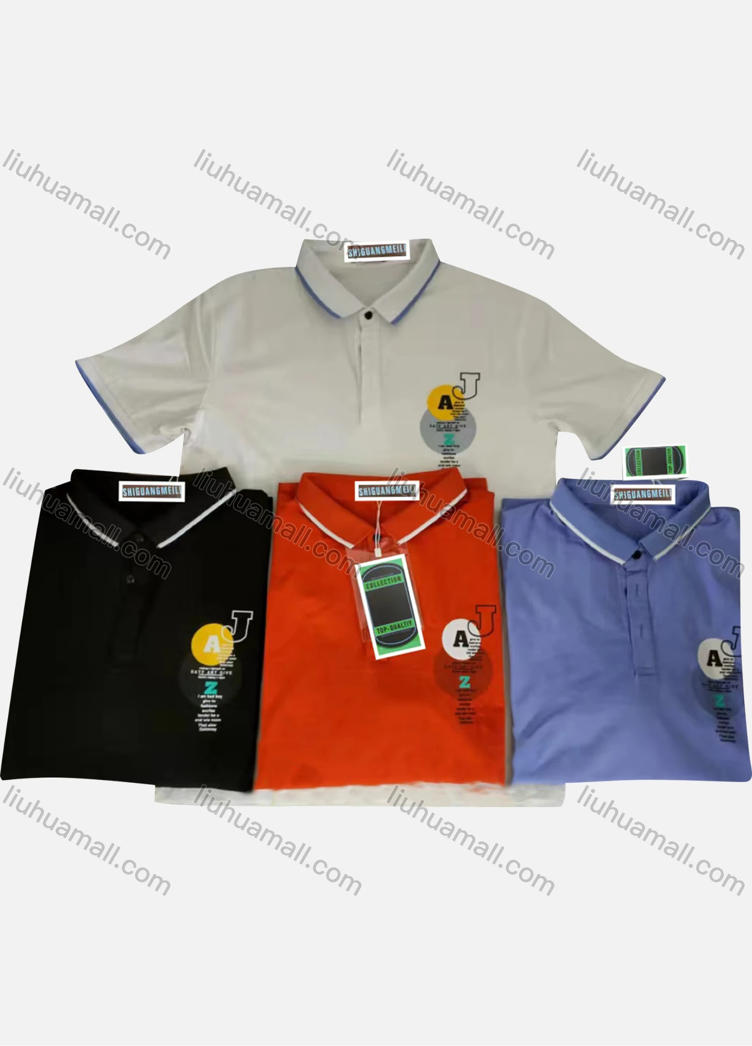 Wholesale Men's Short Sleeve Letter Print Polo Shirt - Liuhuamall