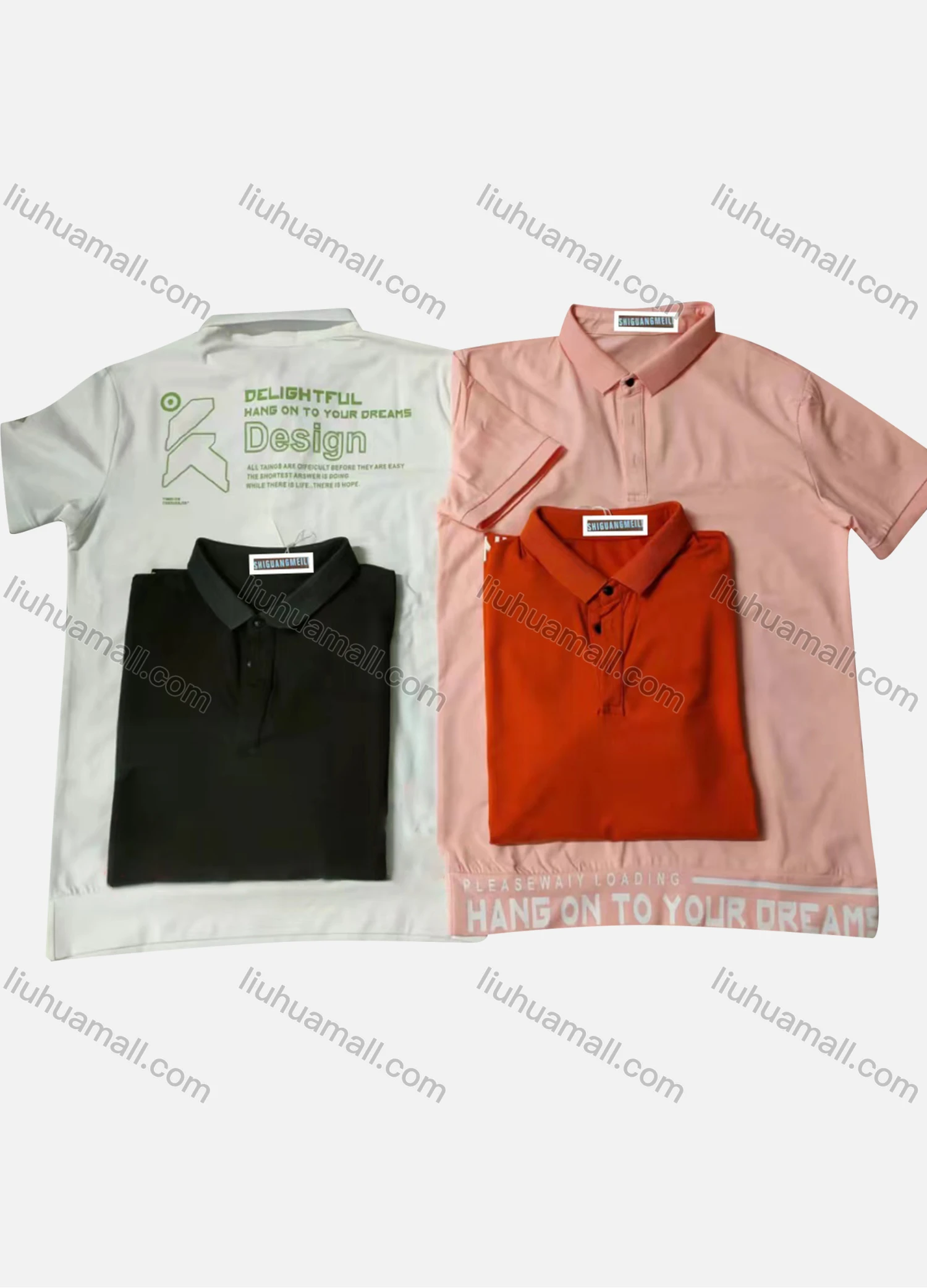 Wholesale Men's Short Sleeve Letter Print Polo Shirt - Liuhuamall