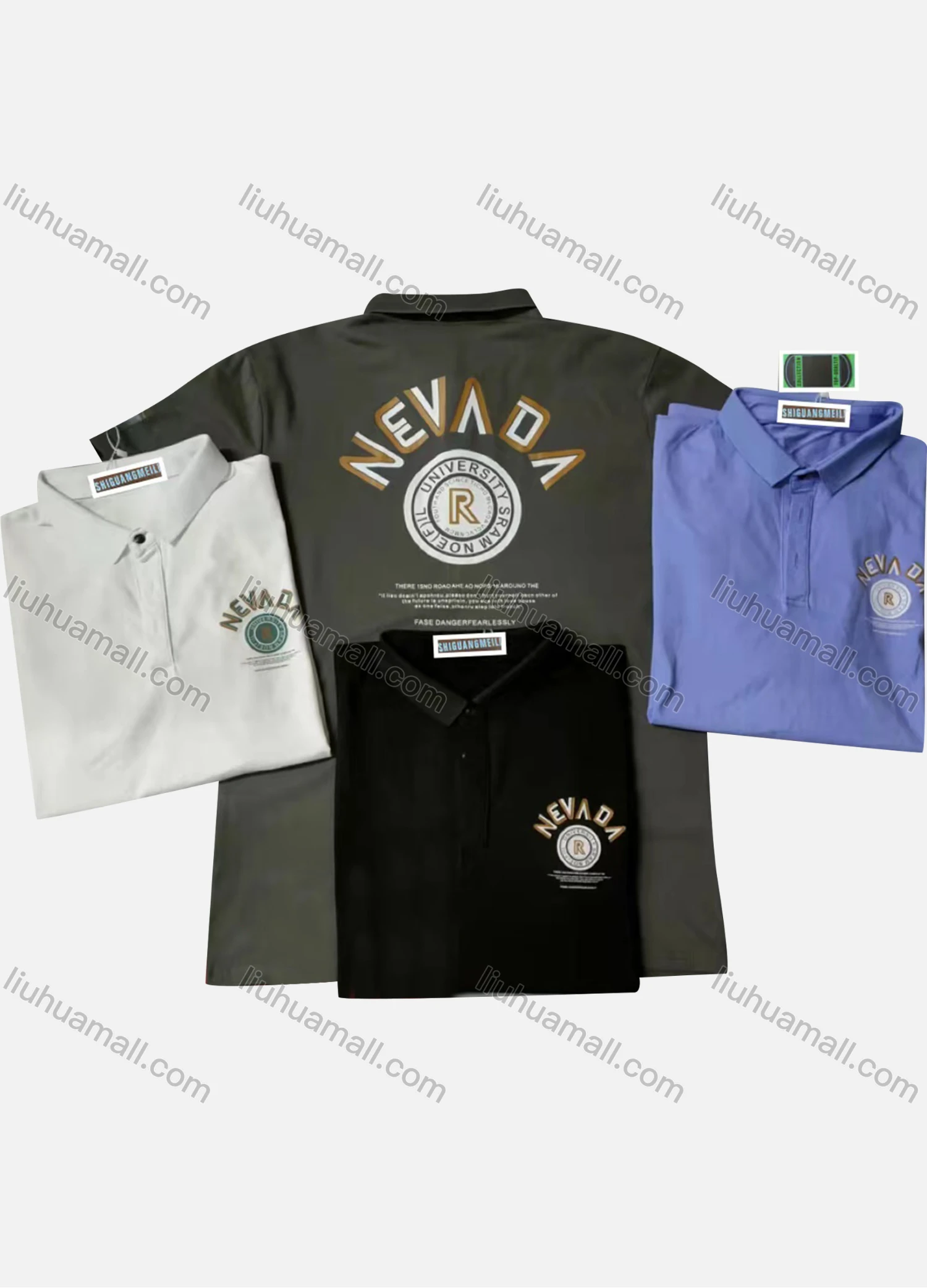 Wholesale Men's Short Sleeve Letter Print Polo Shirt - Liuhuamall