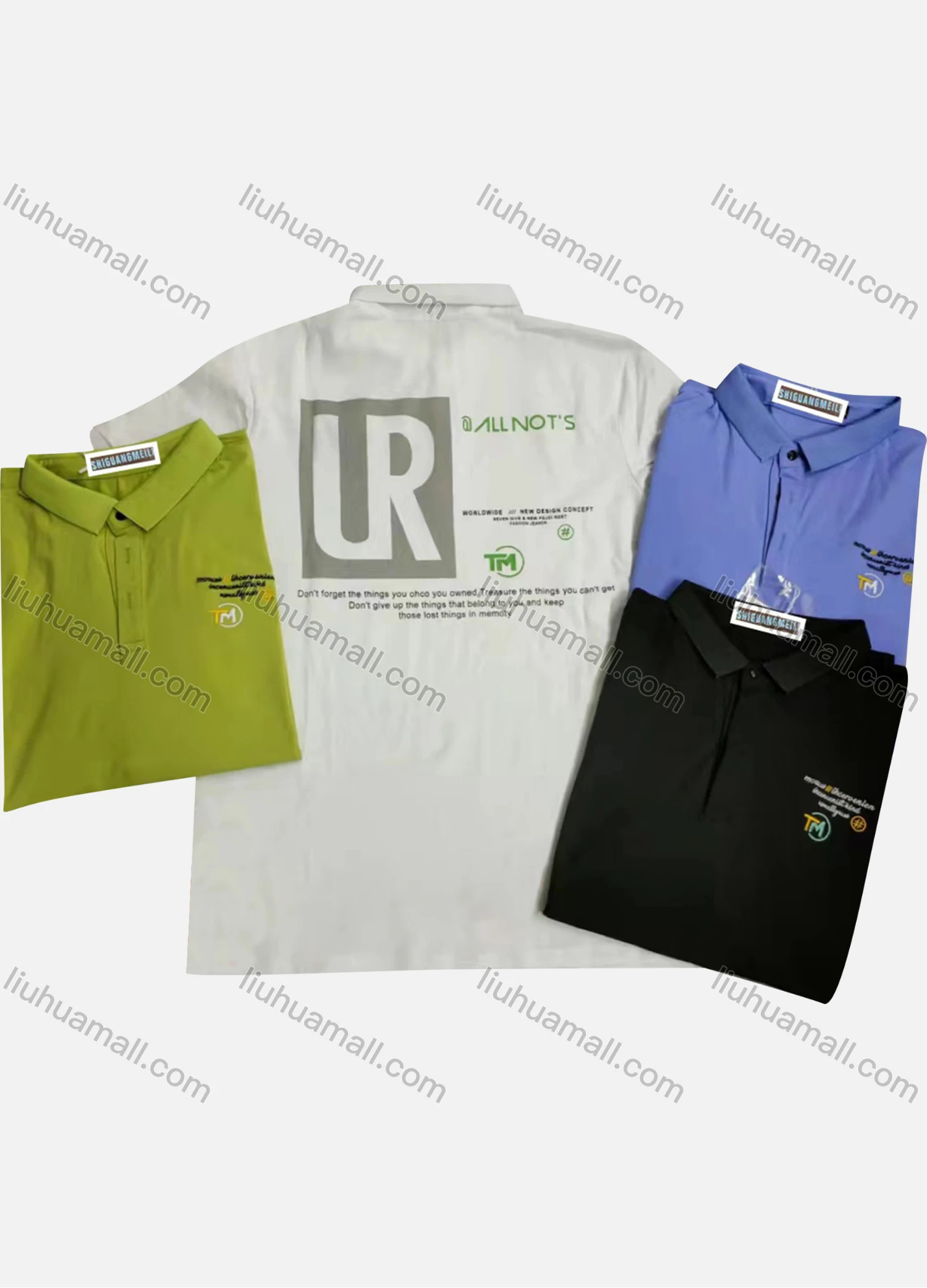 Wholesale Men's Short Sleeve Letter Print Polo Shirt - Liuhuamall