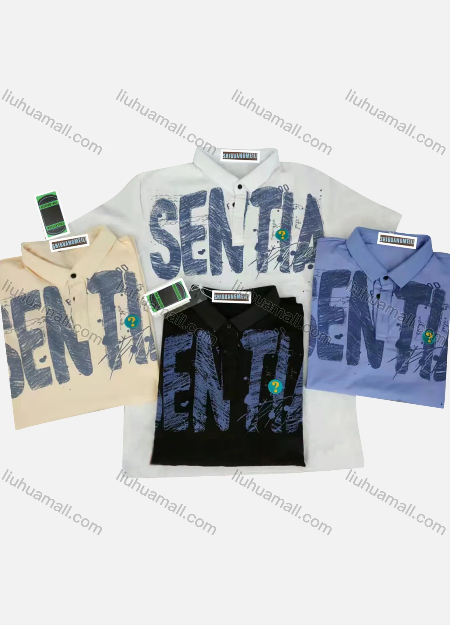 Wholesale Men's Short Sleeve Letter Print Polo Shirt - Liuhuamall