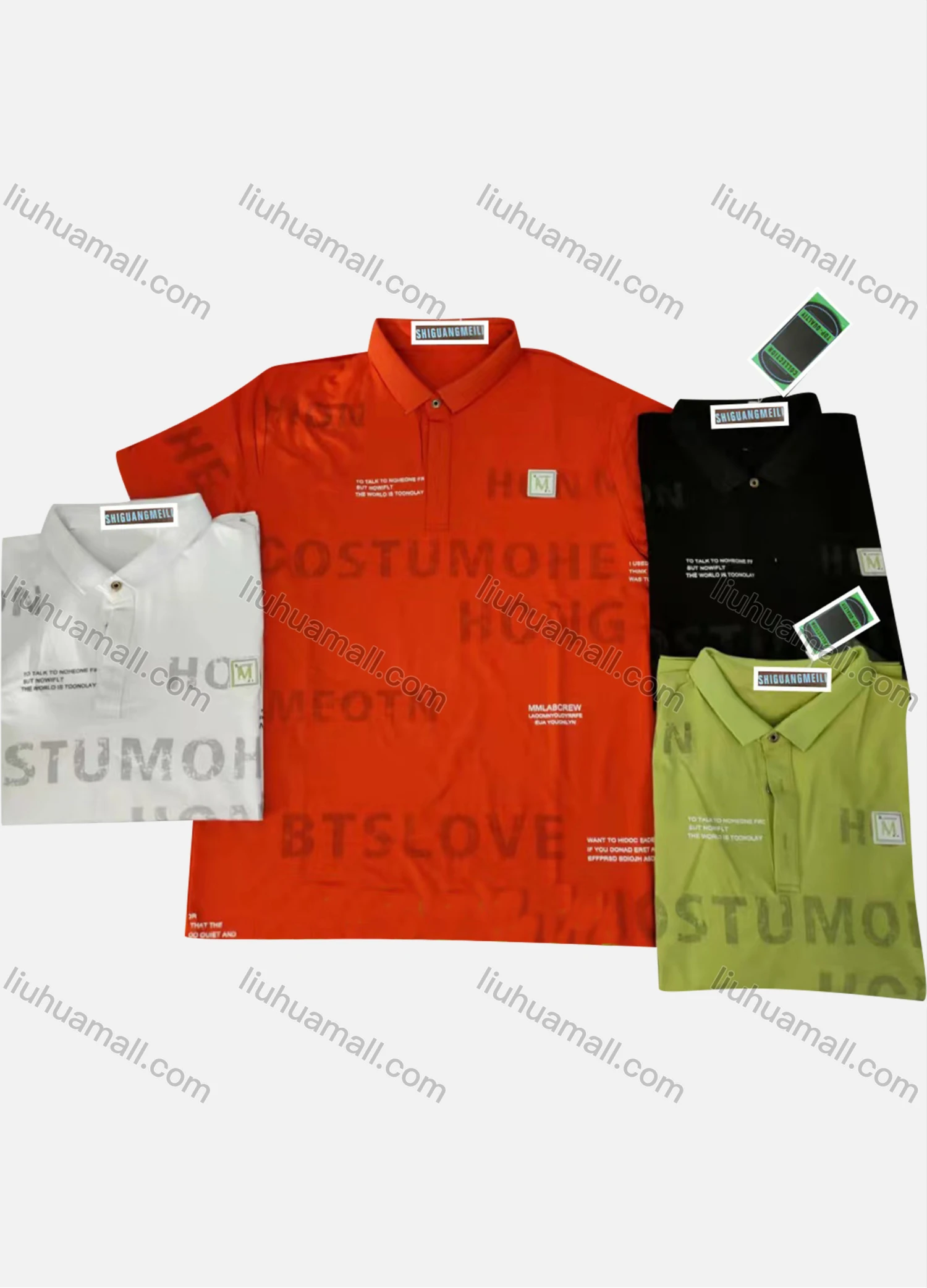 Wholesale Men's Short Sleeve Letter Print Polo Shirt - Liuhuamall