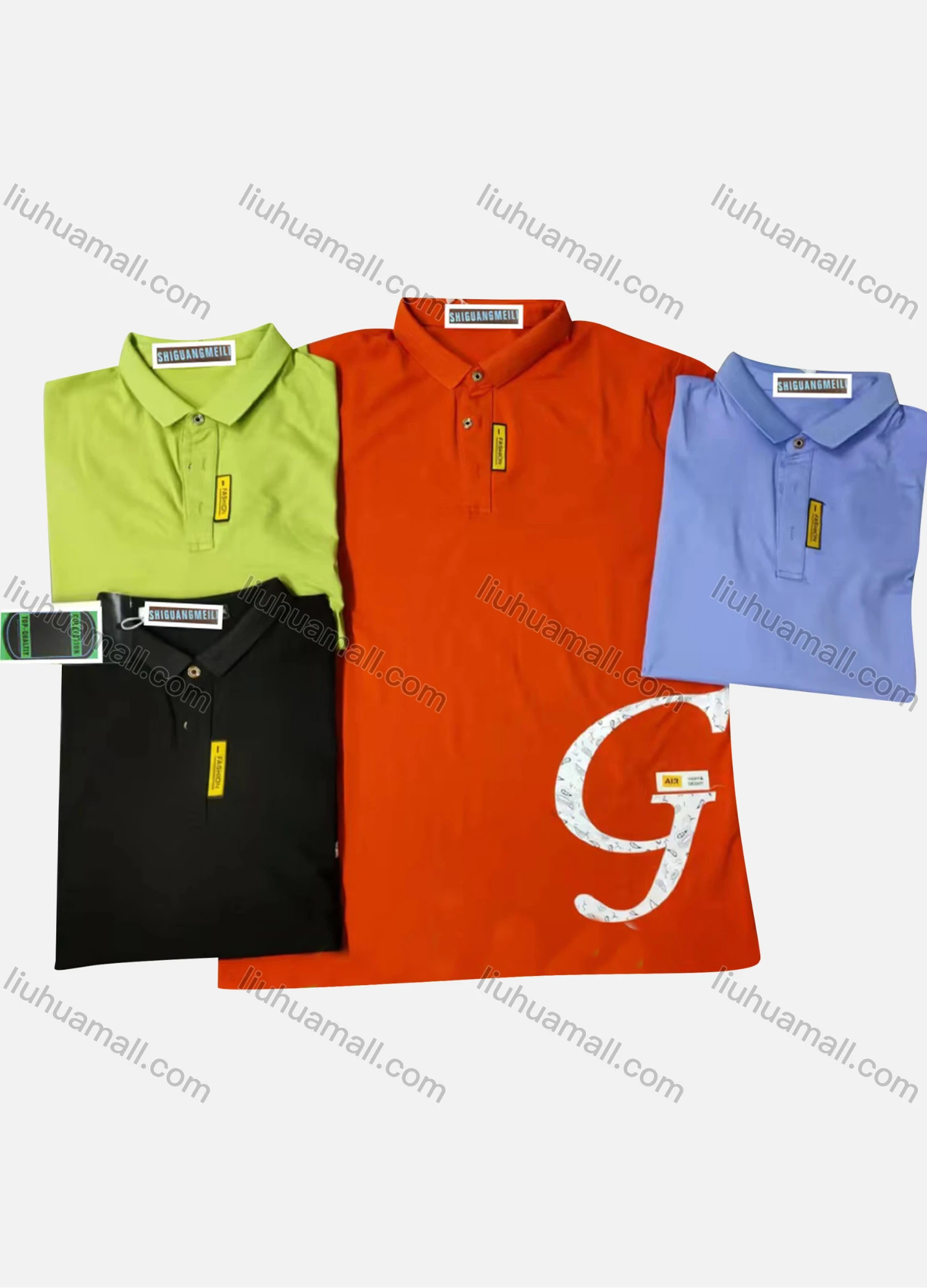 Wholesale Men's Short Sleeve Letter Print Polo Shirt - Liuhuamall