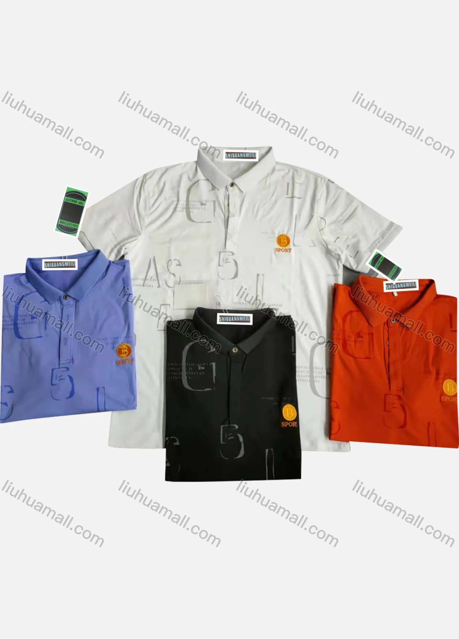 Wholesale Men's Short Sleeve Letter Print Polo Shirt - Liuhuamall