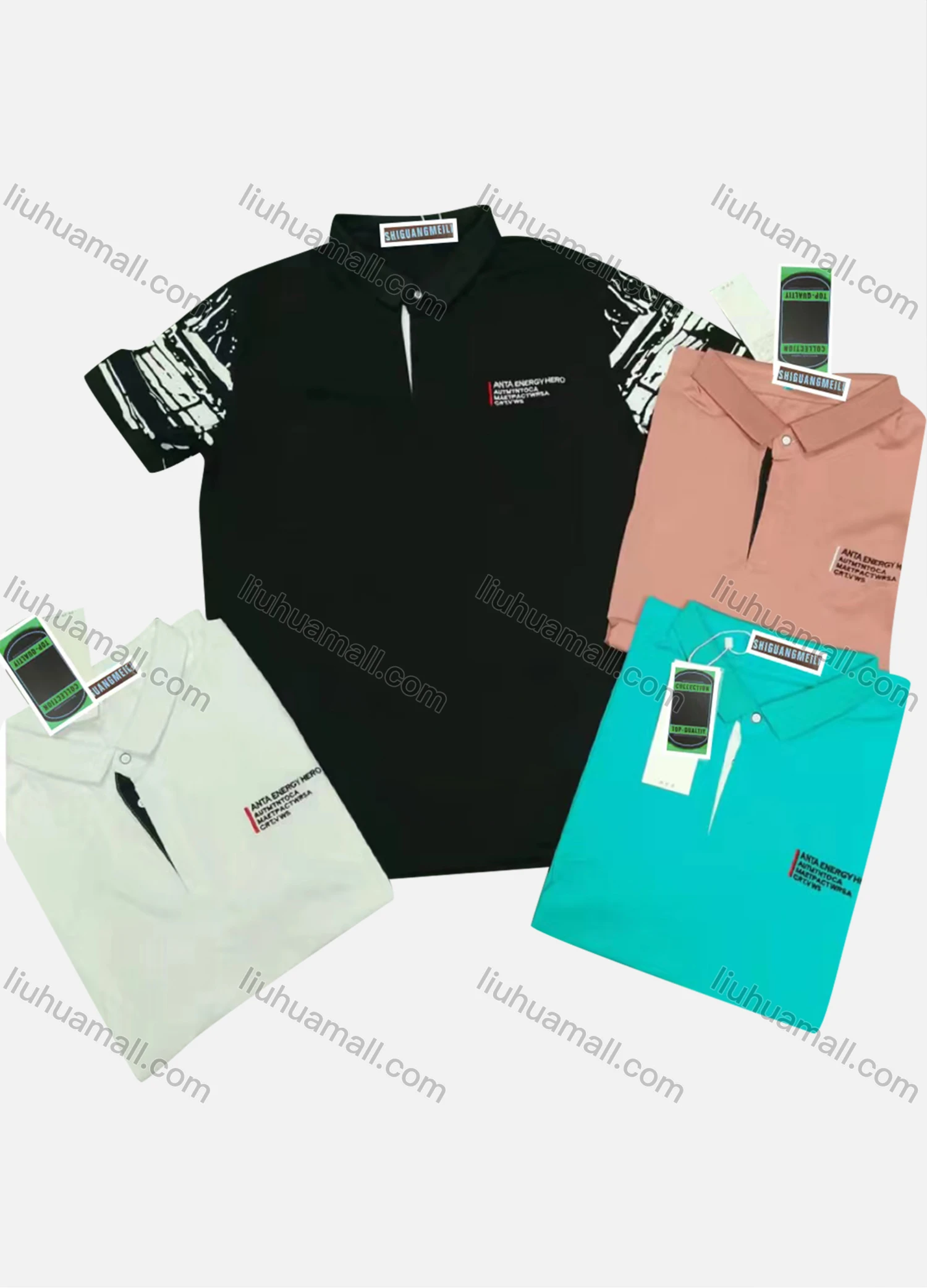 Wholesale Men's Short Sleeve Letter Print Polo Shirt - Liuhuamall