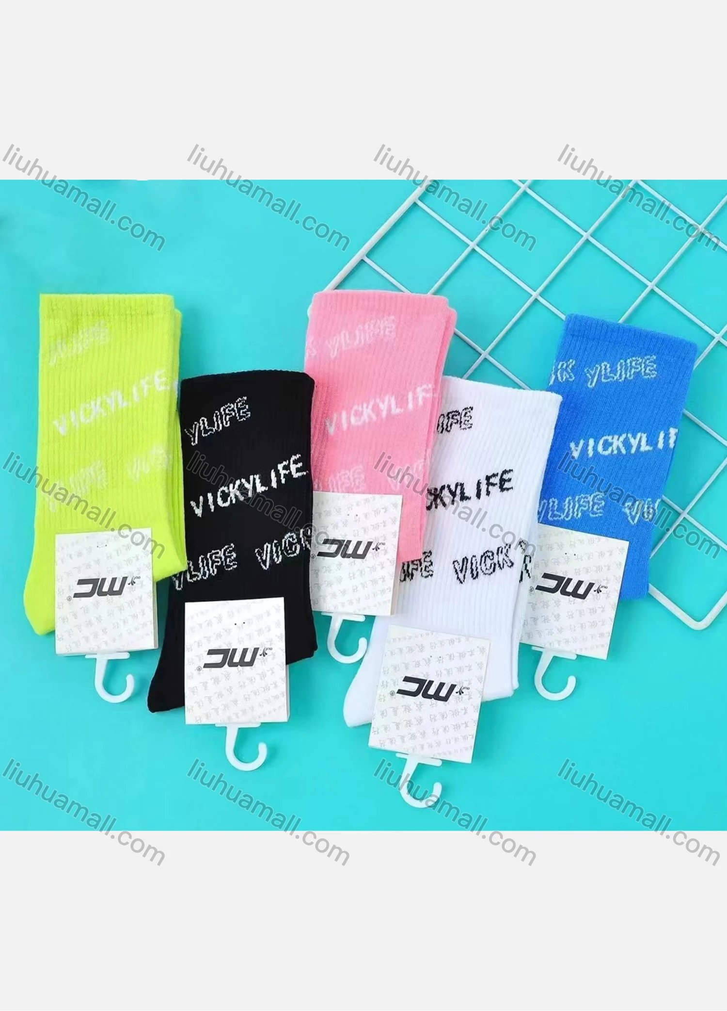 Wholesale Women's Breathable Cushioned Letter Print Crew Socks - Liuhuamall