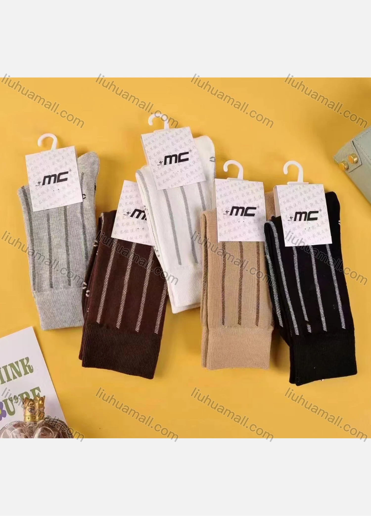 Wholesale Women's Breathable Cushioned Striped Crew Socks - Liuhuamall