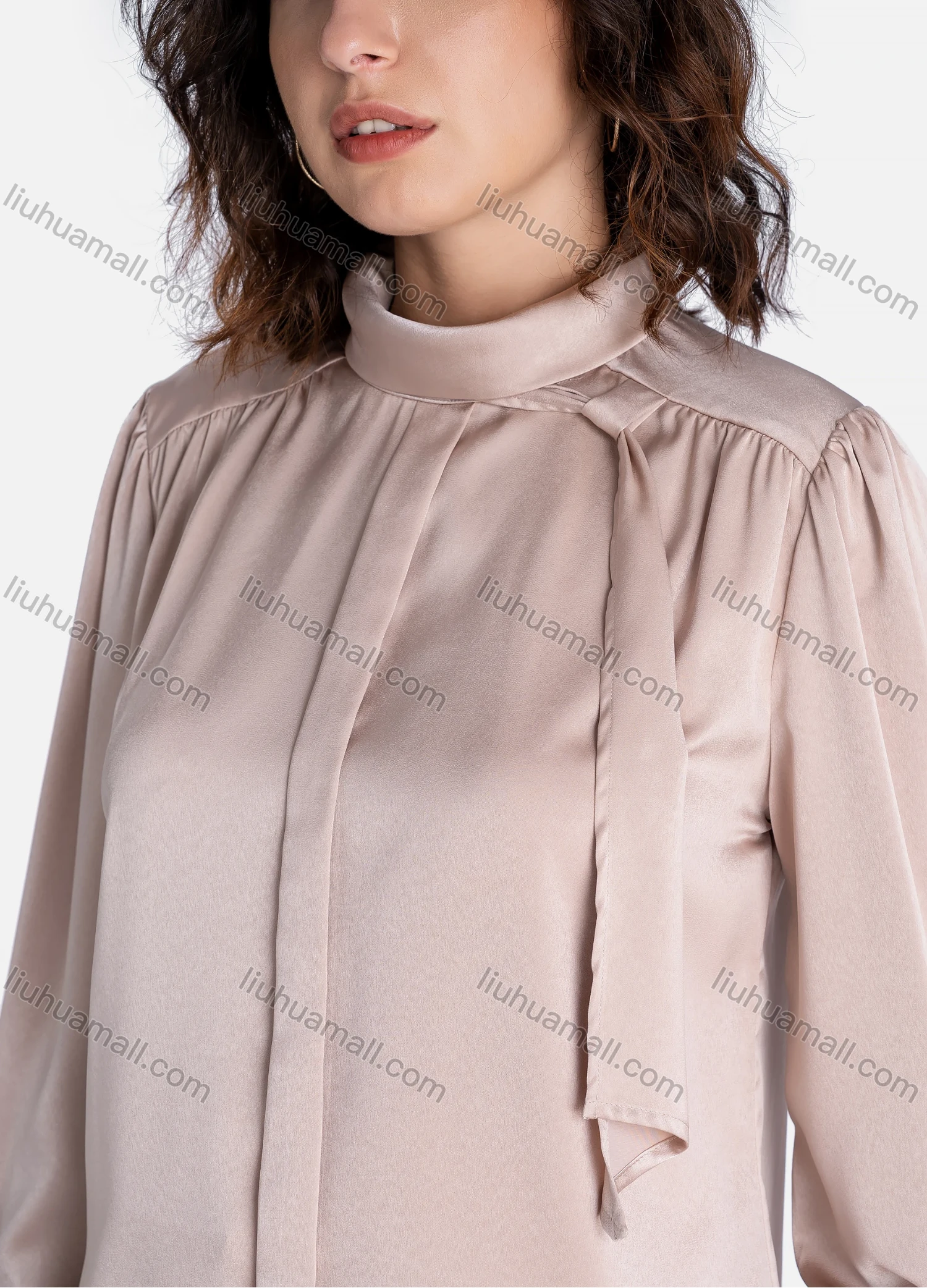 Wholesale Women's Casual Plain Turtleneck Long Sleeve Blouse V2745# - Liuhuamall