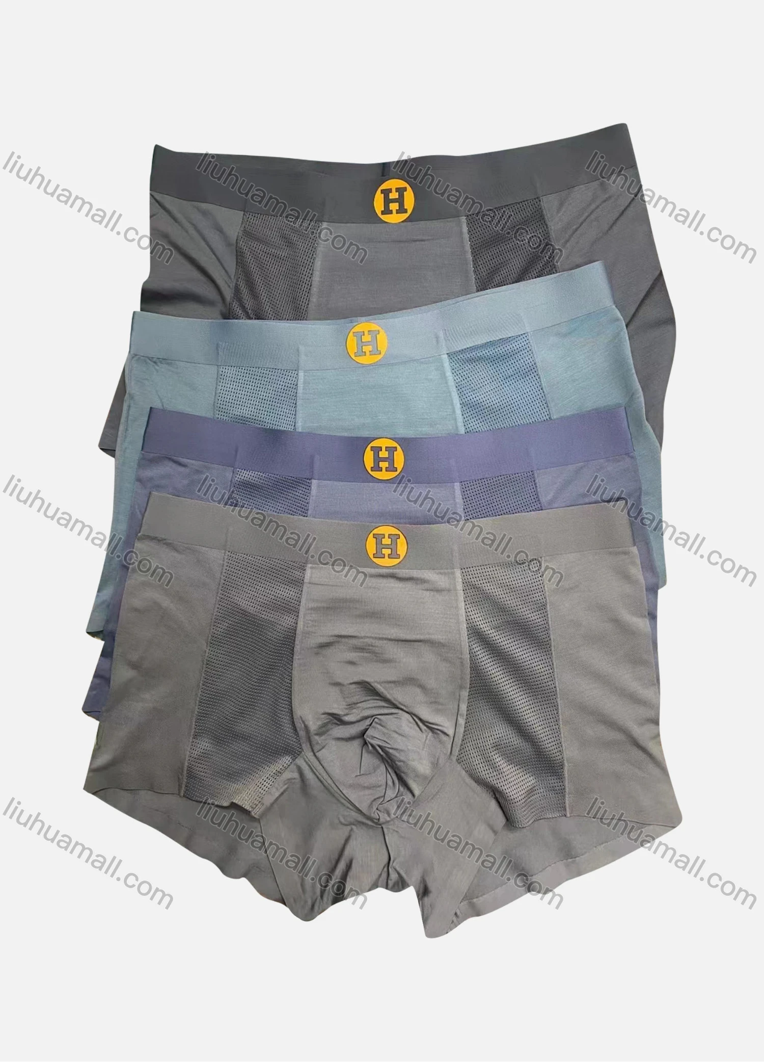 Wholesale Men's Plain Letter Print Breathable Boxers - Liuhuamall